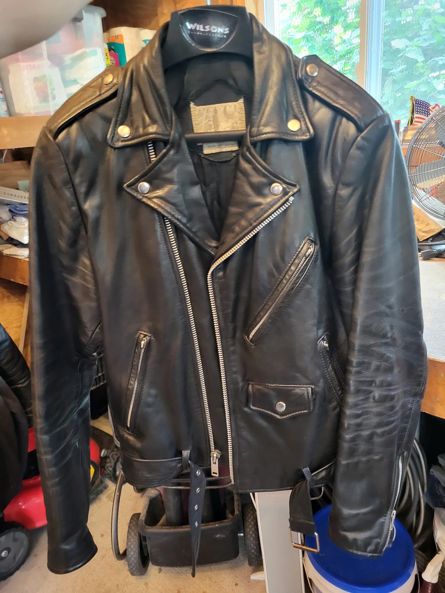 Bermans Black Leather Motorcycle Jacket 