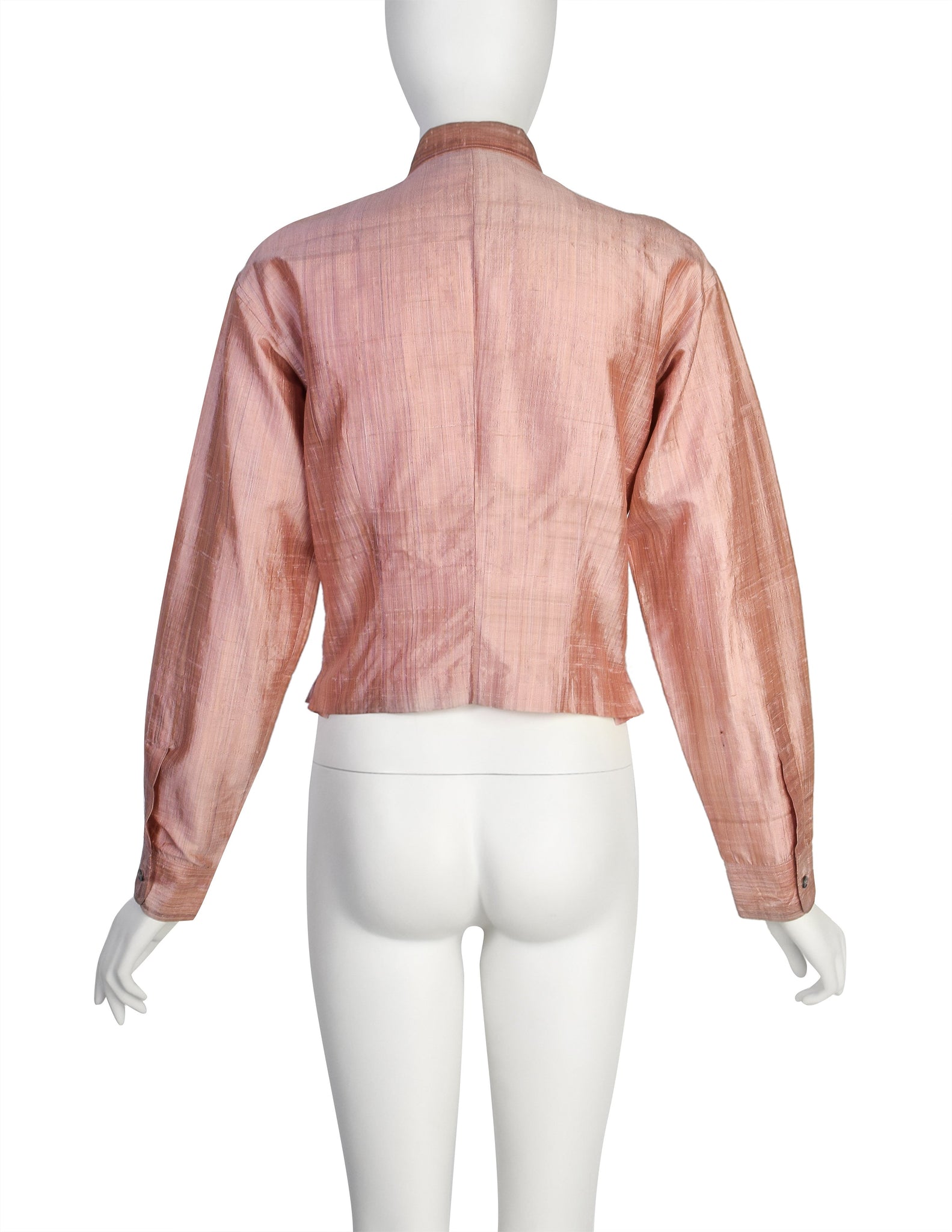 Callaghan by Romeo Gigli Vintage SS 1987 Dusty Rose Silk Shantung Button Up Top