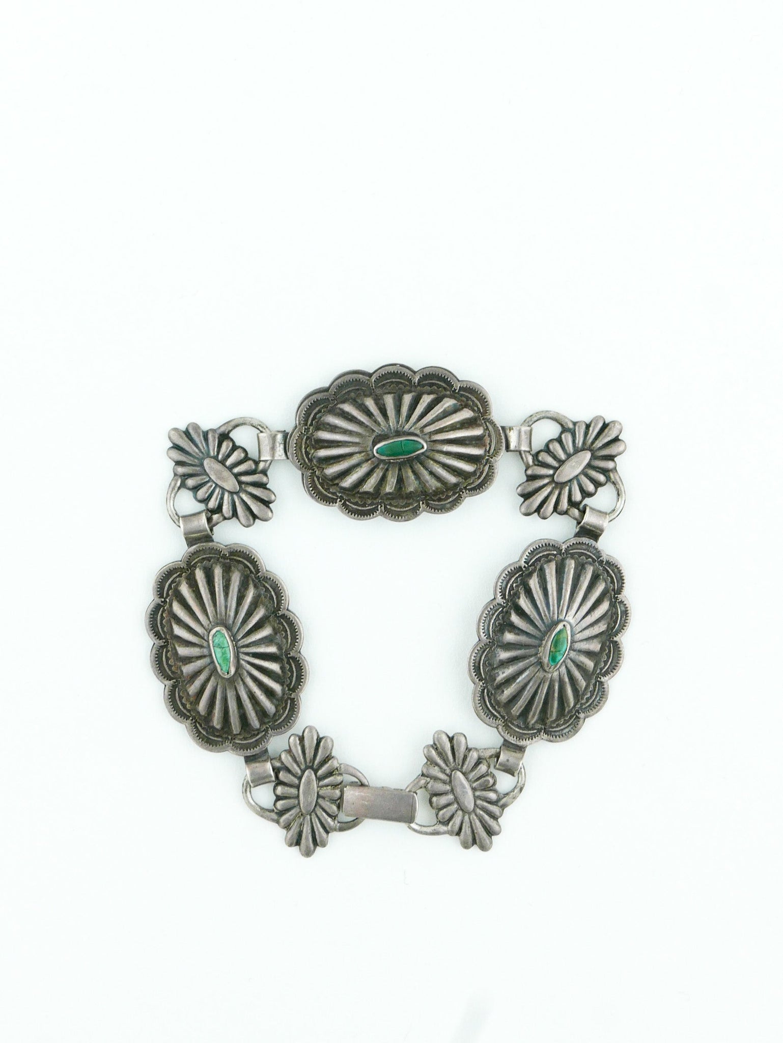 1930's Sterling & Turquoise Concho Bracelet