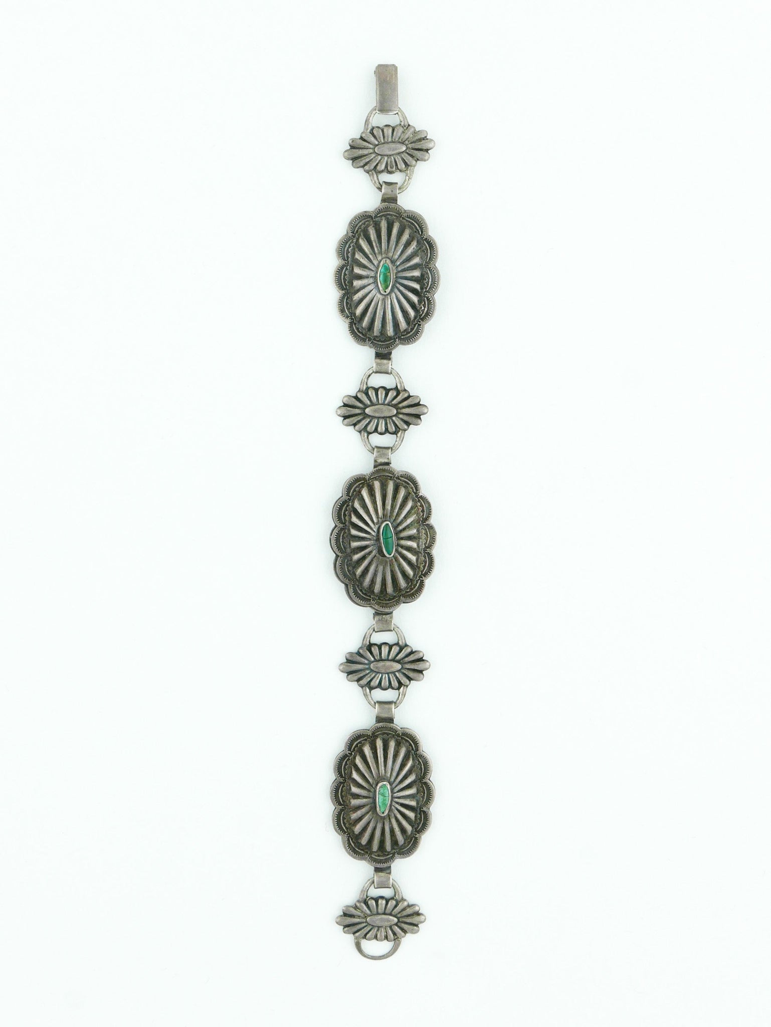 1930's Sterling & Turquoise Concho Bracelet