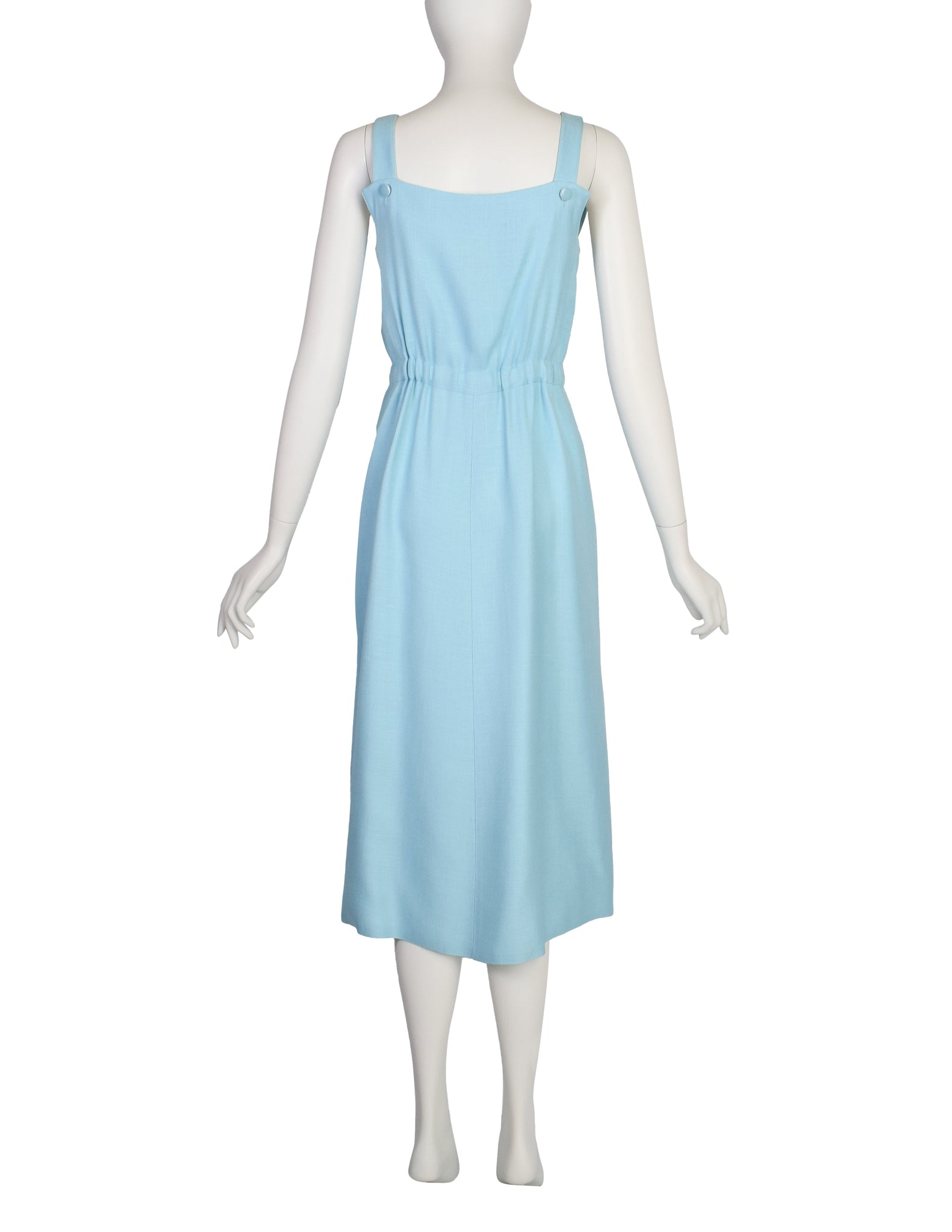 Courreges Vintage 1970s Mod Baby Blue Blue Rayon Linen Sun Dress