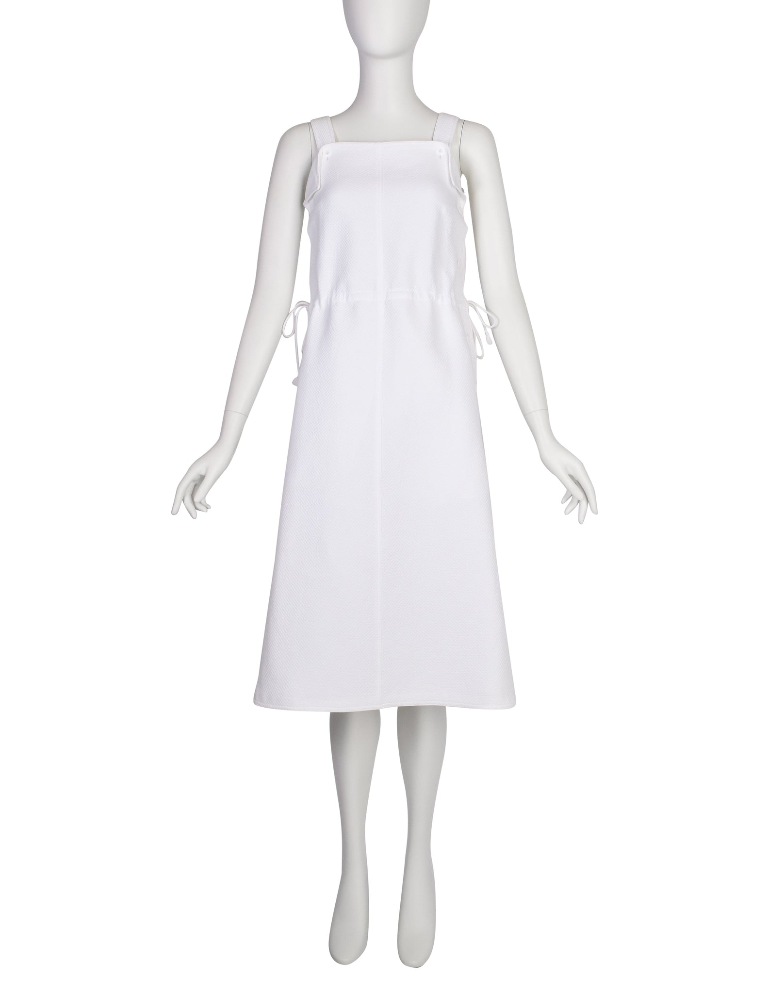 Courreges Vintage 1970s Bright White Cotton Pique Mod Style Dress