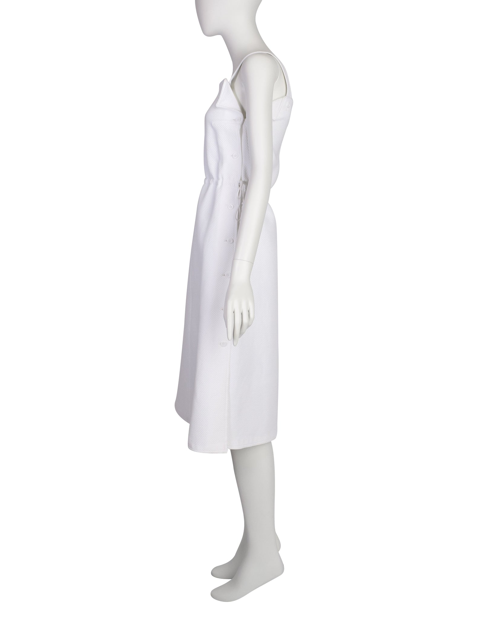 Courreges Vintage 1970s Bright White Cotton Pique Mod Style Dress