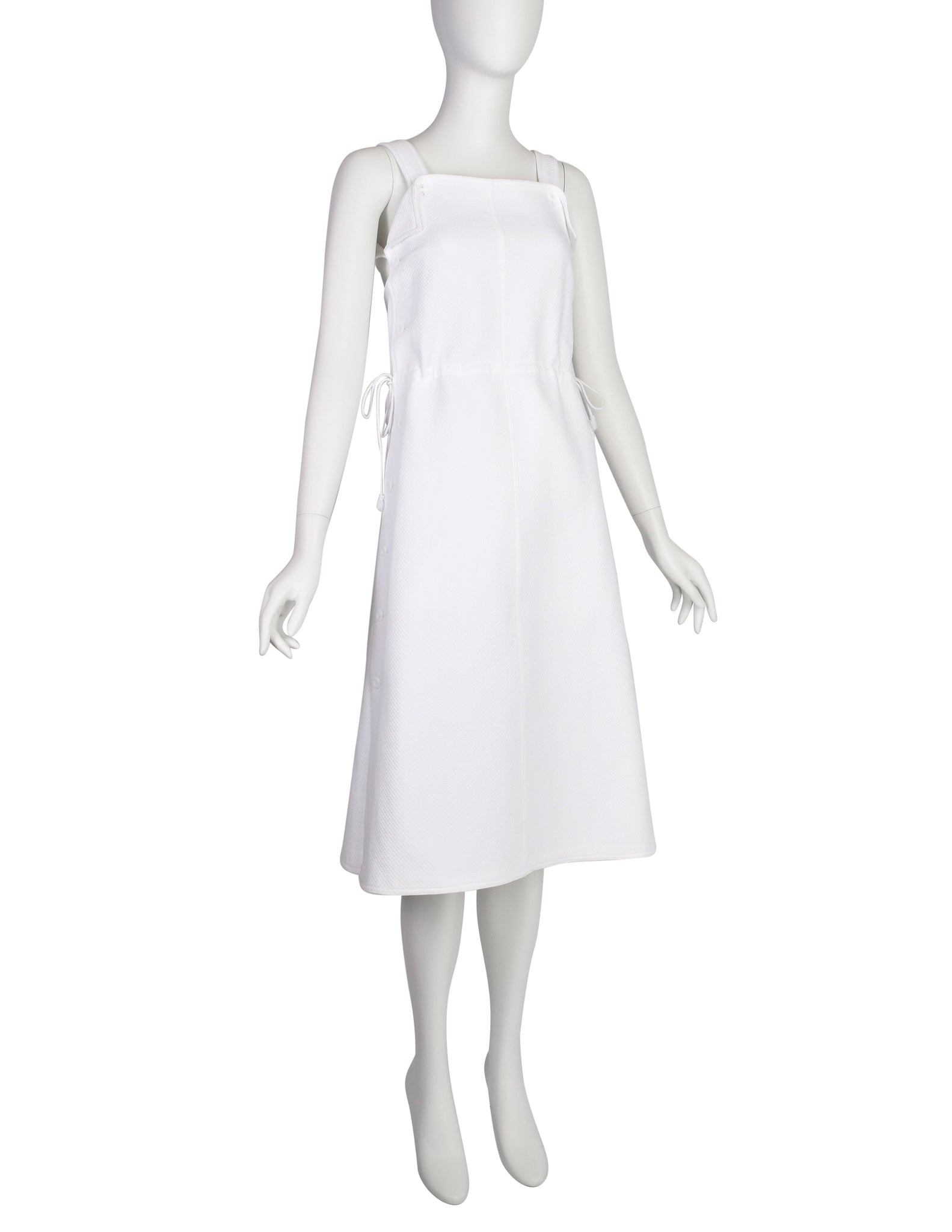 Courreges Vintage 1970s Bright White Cotton Pique Mod Style Dress