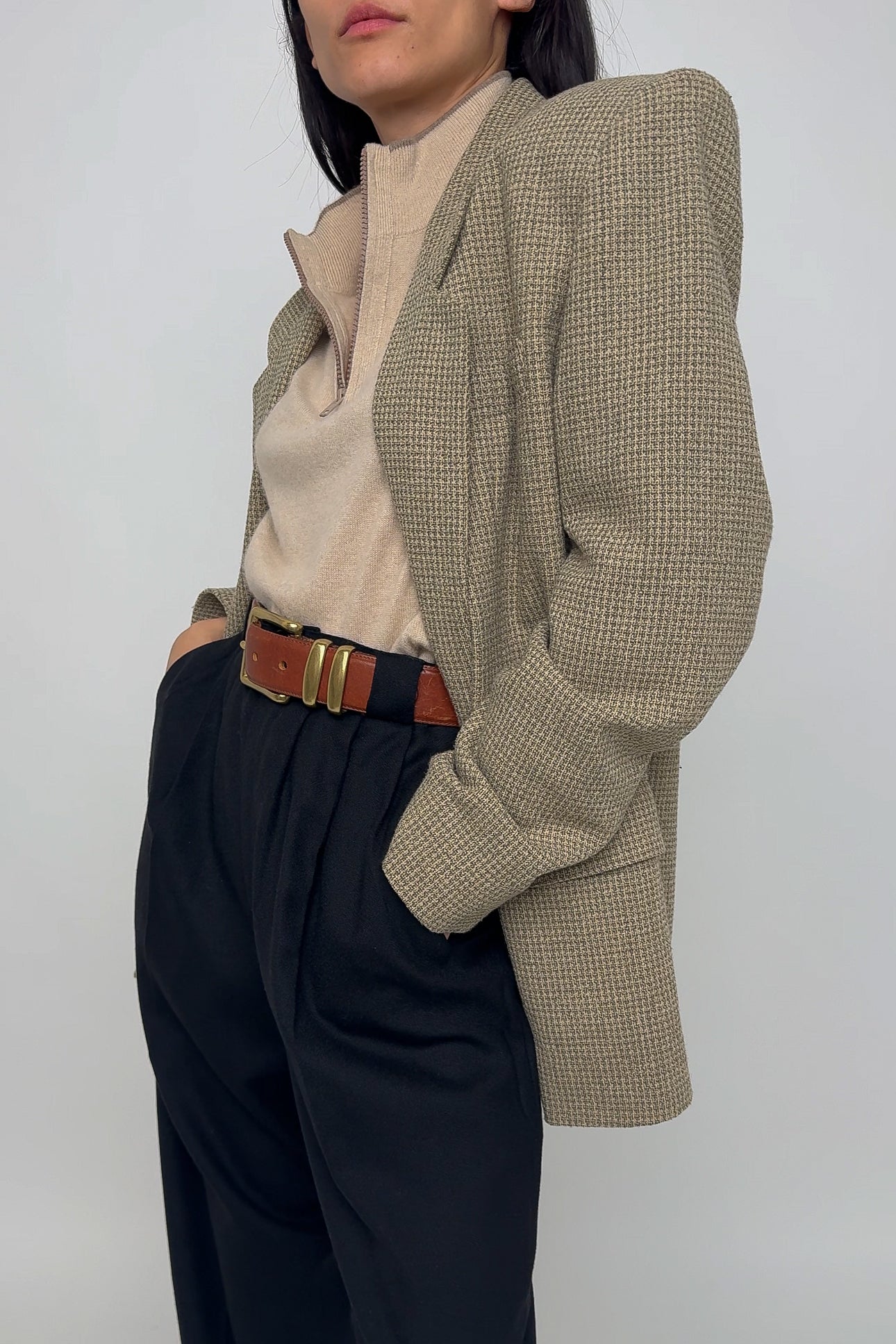 Vintage 90s Wheat Wool Blazer