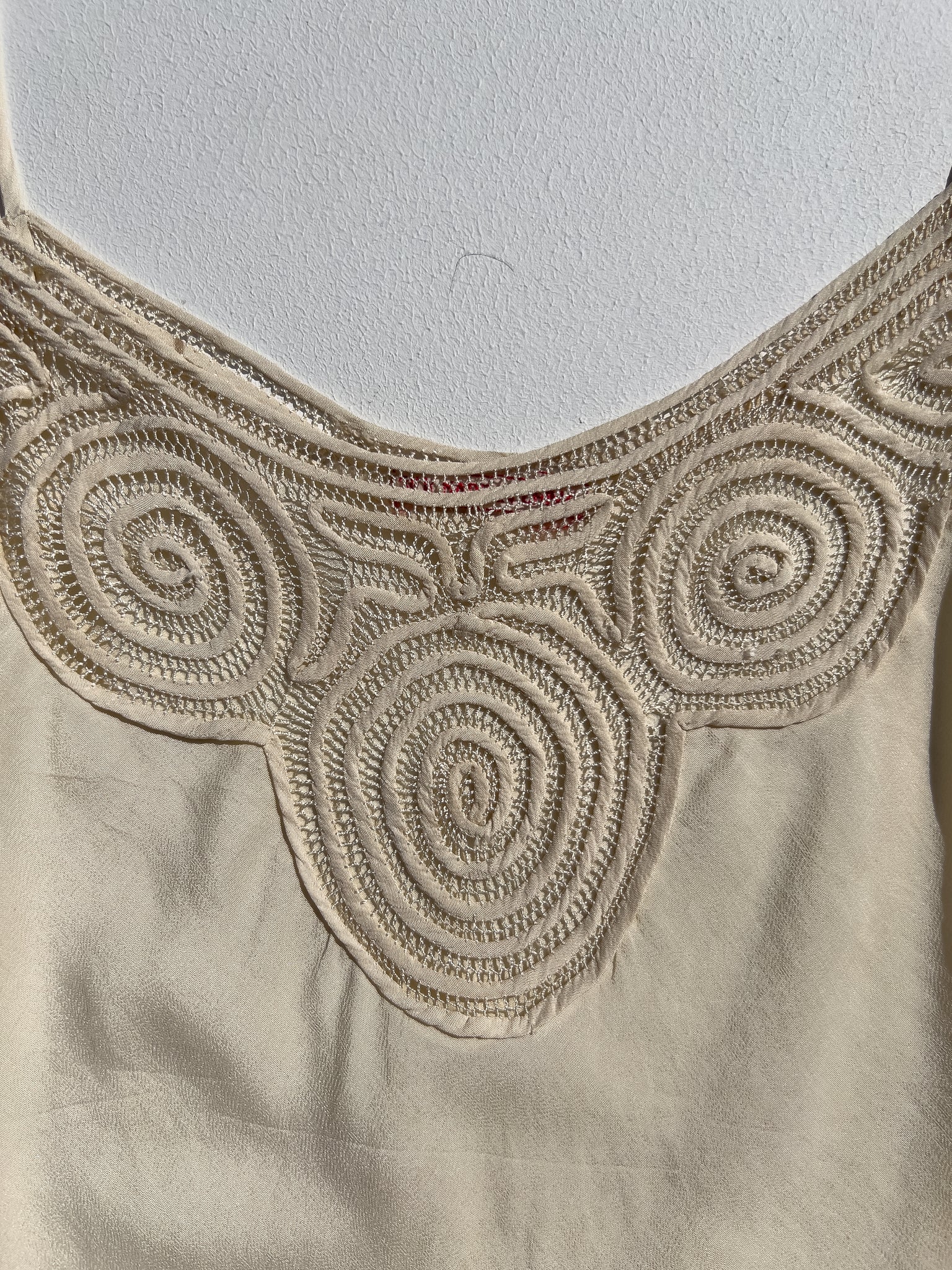 1930's Silk Applique Crochet Slip Dress