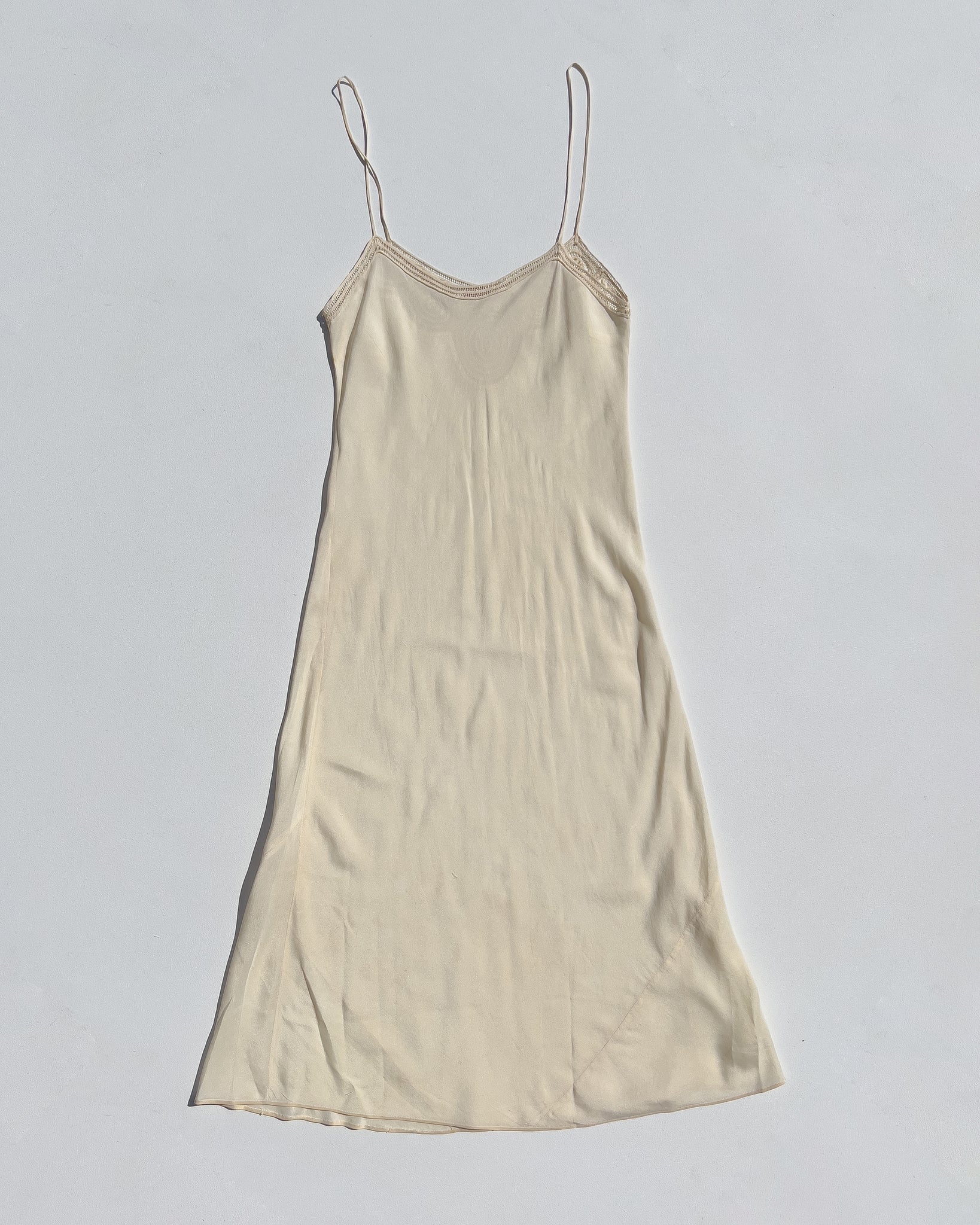 1930's Silk Applique Crochet Slip Dress