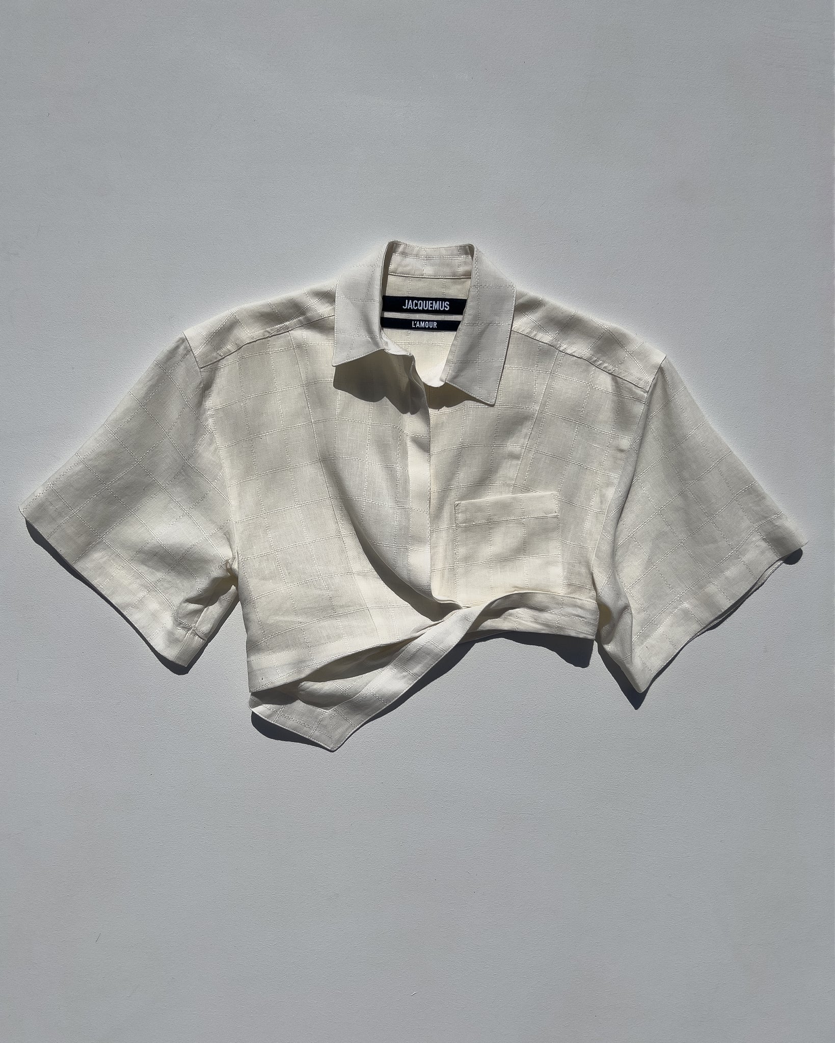 Jacquemus Linen Three-Quarter Sleeve Crop Top