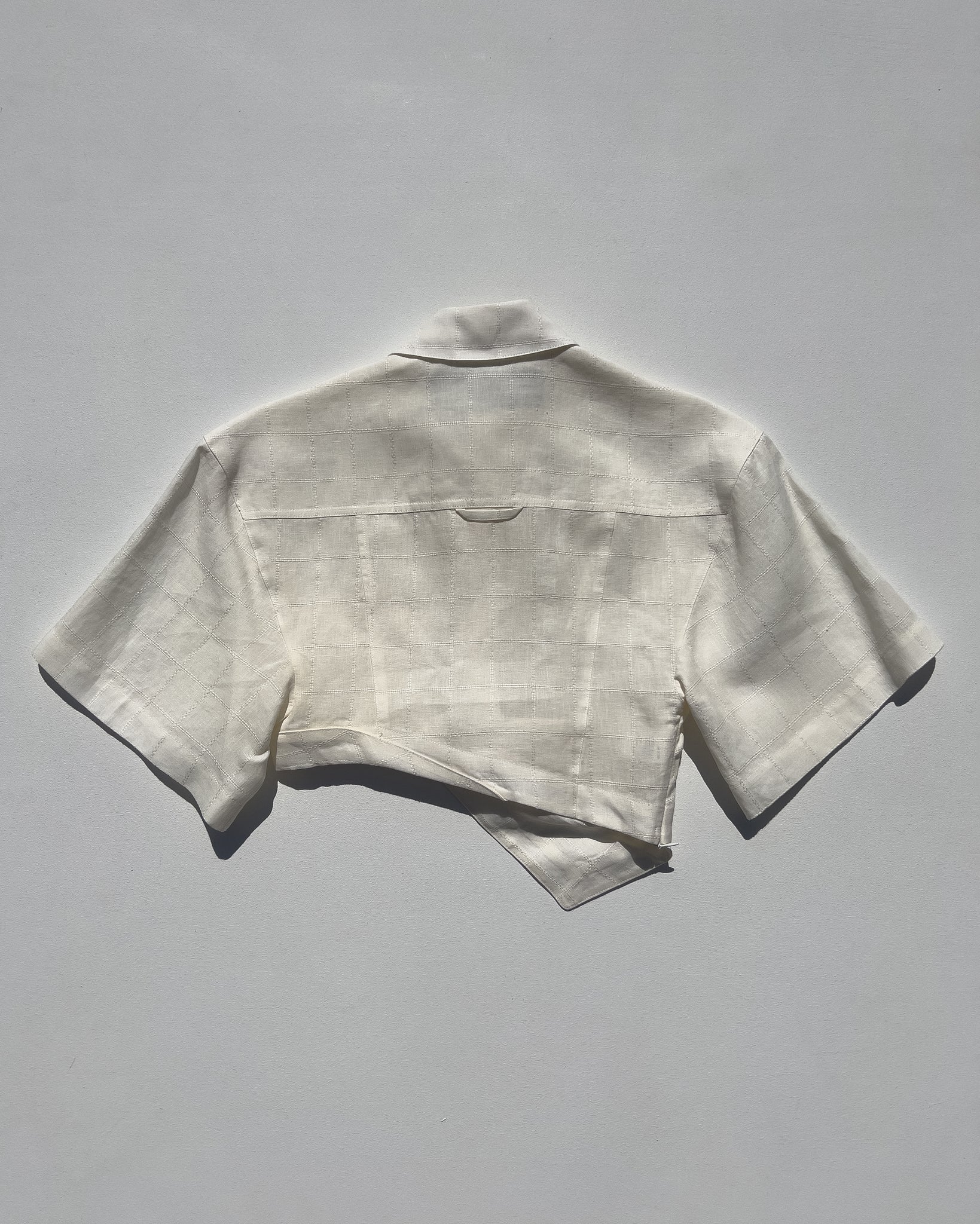 Jacquemus Linen Three-Quarter Sleeve Crop Top