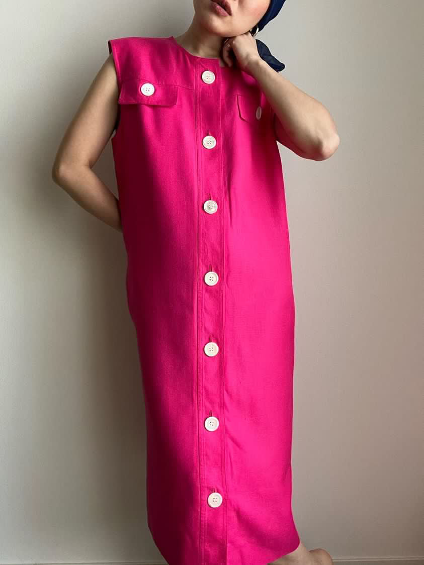 Celine Pink Linen Shift Dress