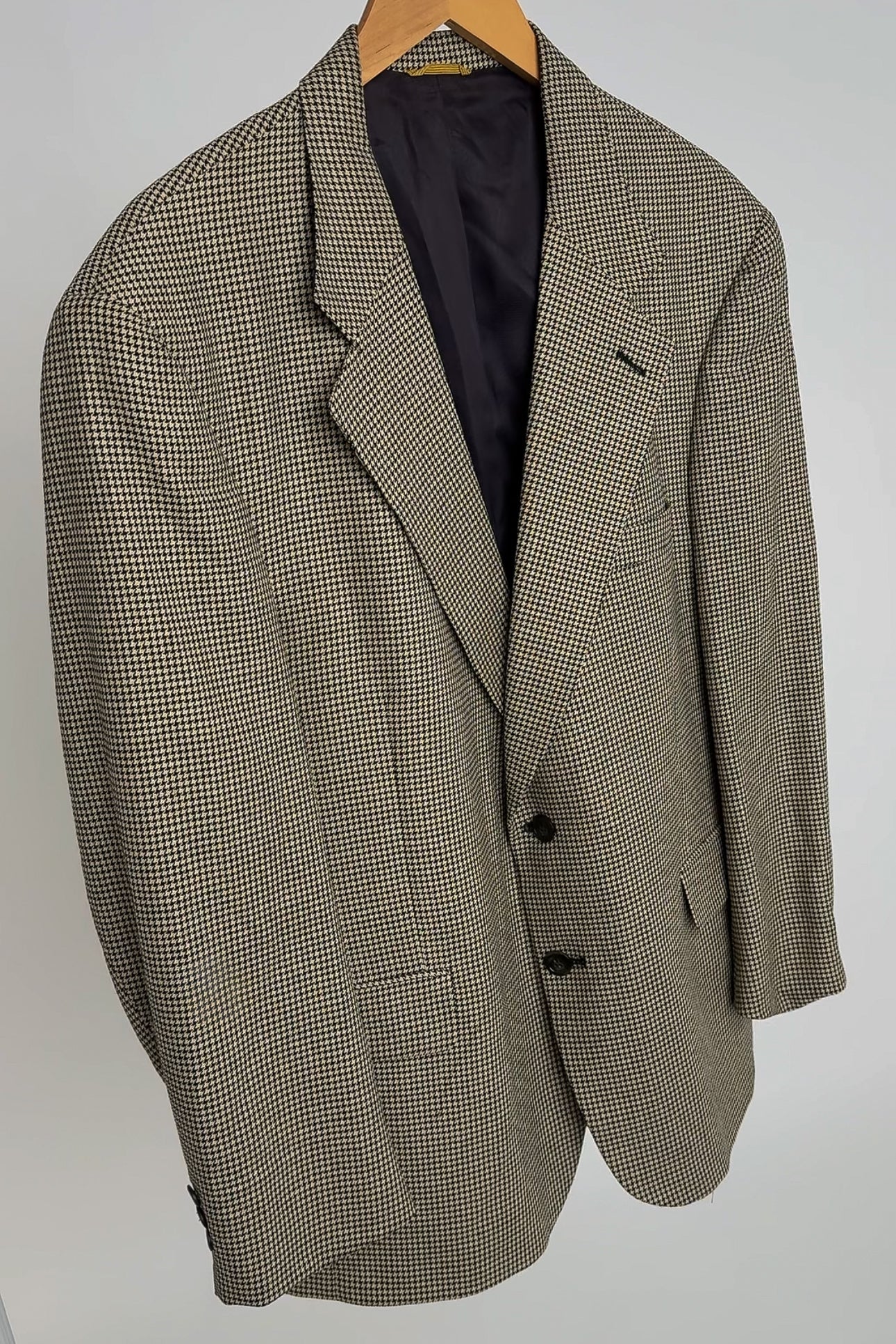 Vintage Cream Wool Houndstooth Blazer