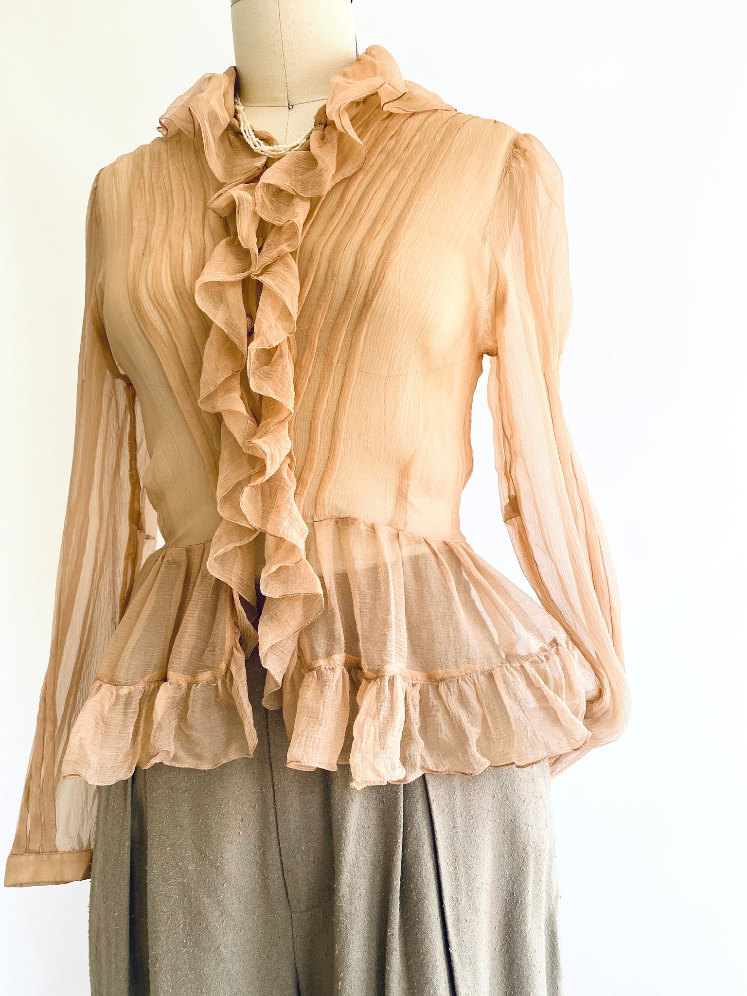 Emmanuelle Khanh Silk Ruffle Blouse