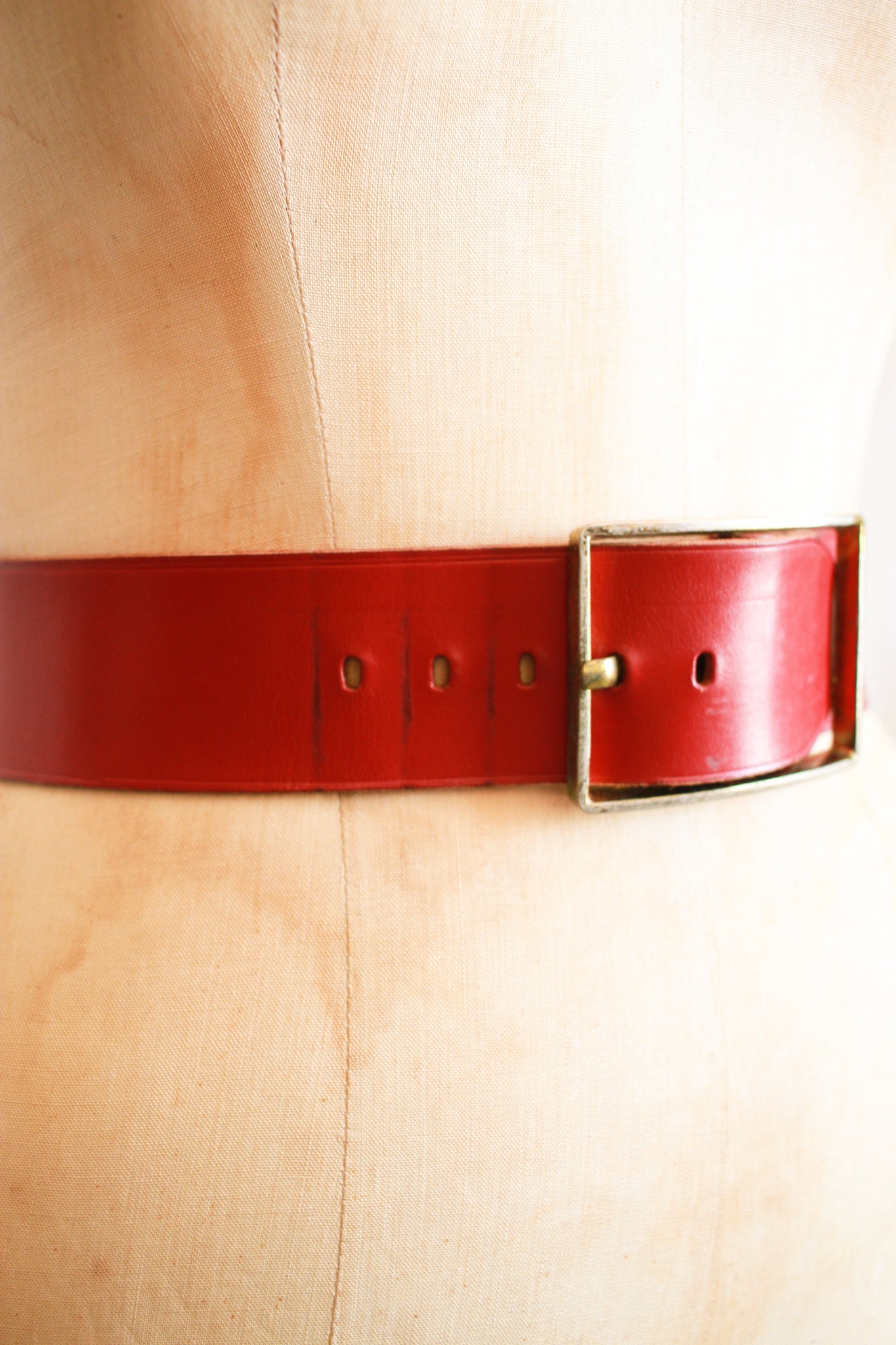 1970s Red Wide Leather Belt