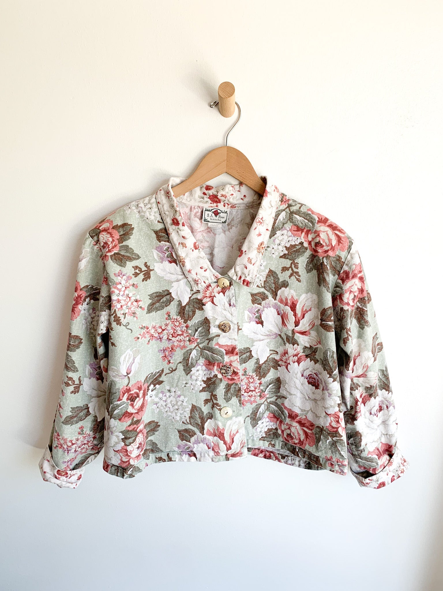 Mint Floral Cropped Jacket