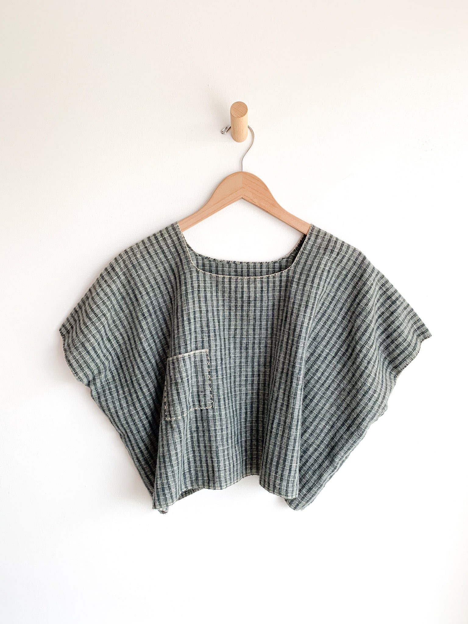 Hand-Stitched Flannel Boxy Top