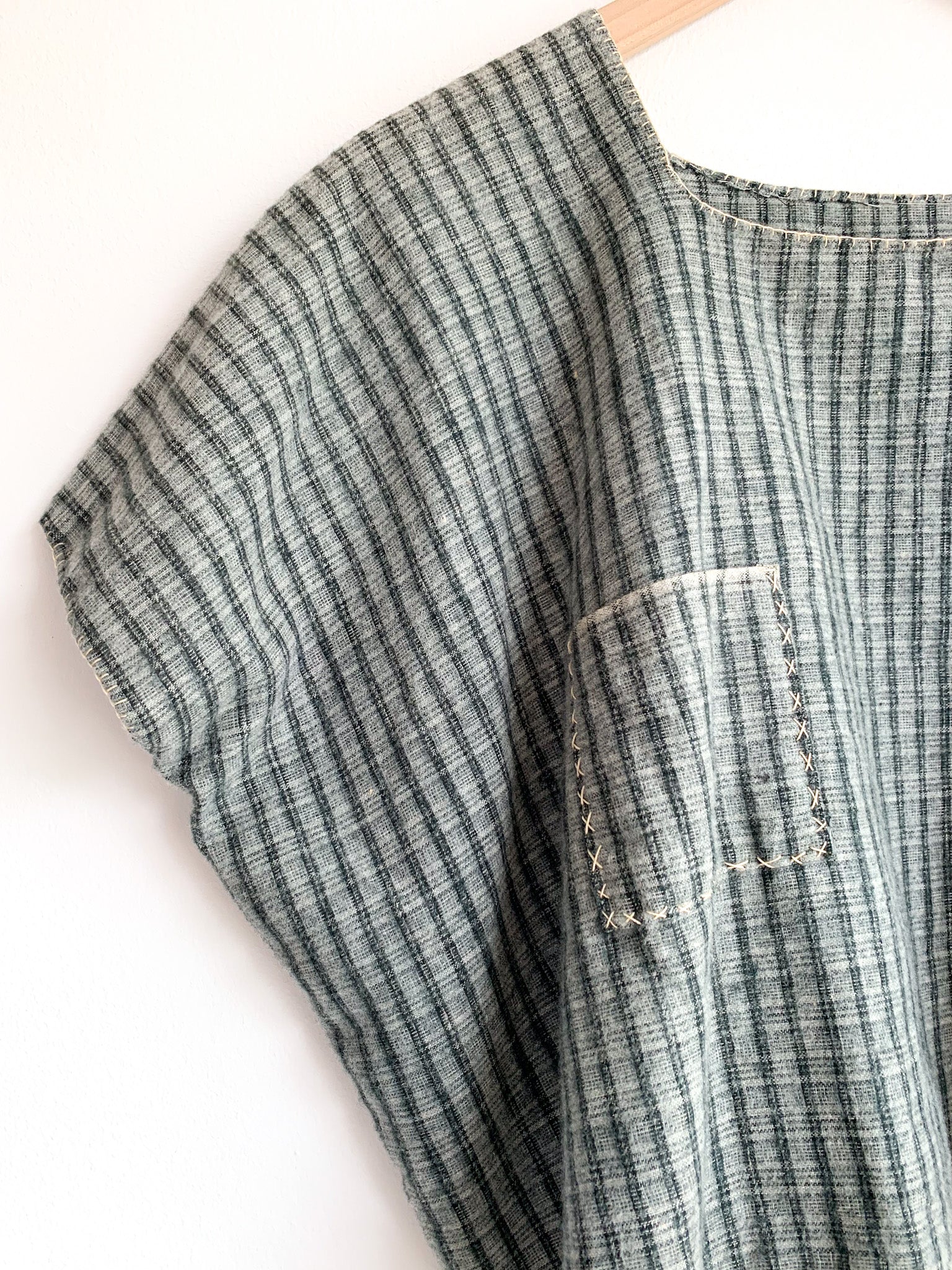 Hand-Stitched Flannel Boxy Top