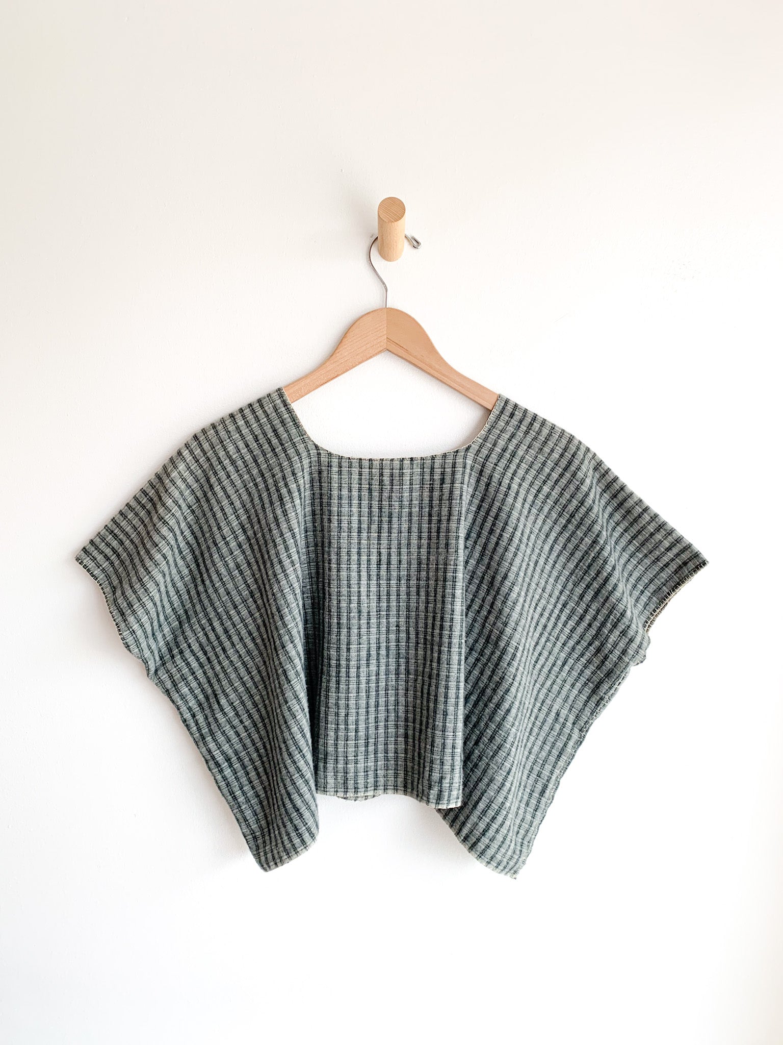 Hand-Stitched Flannel Boxy Top