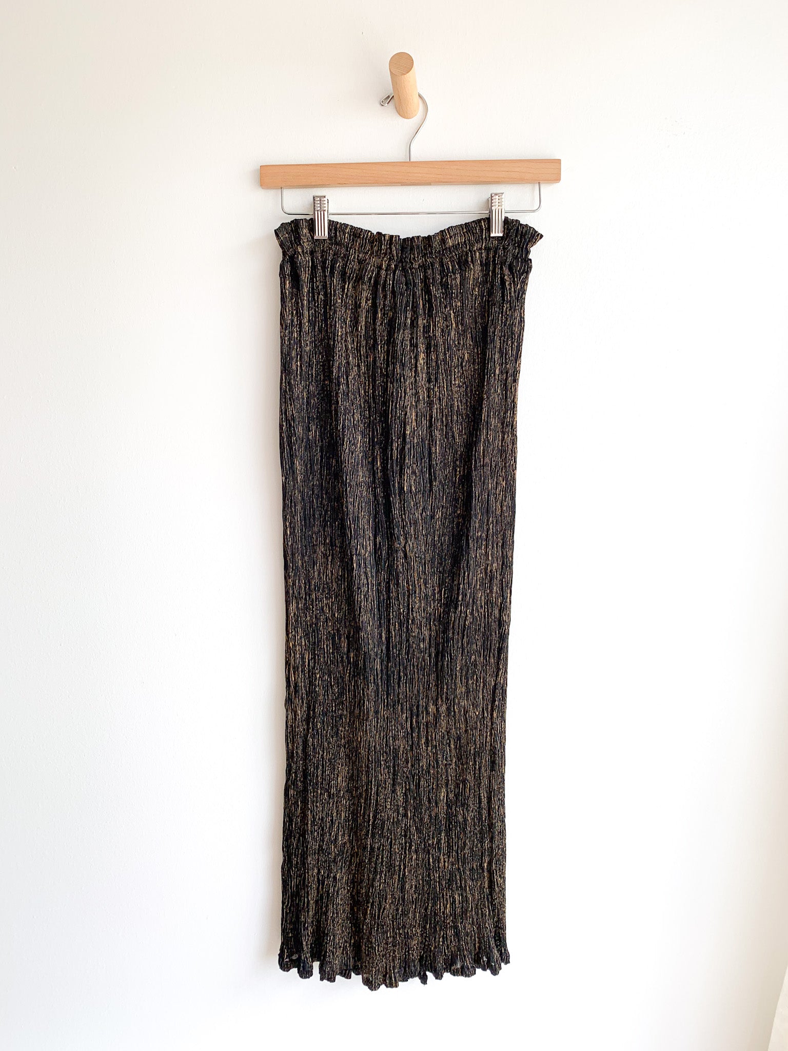 Gilded Crinkle Pleat Column Skirt