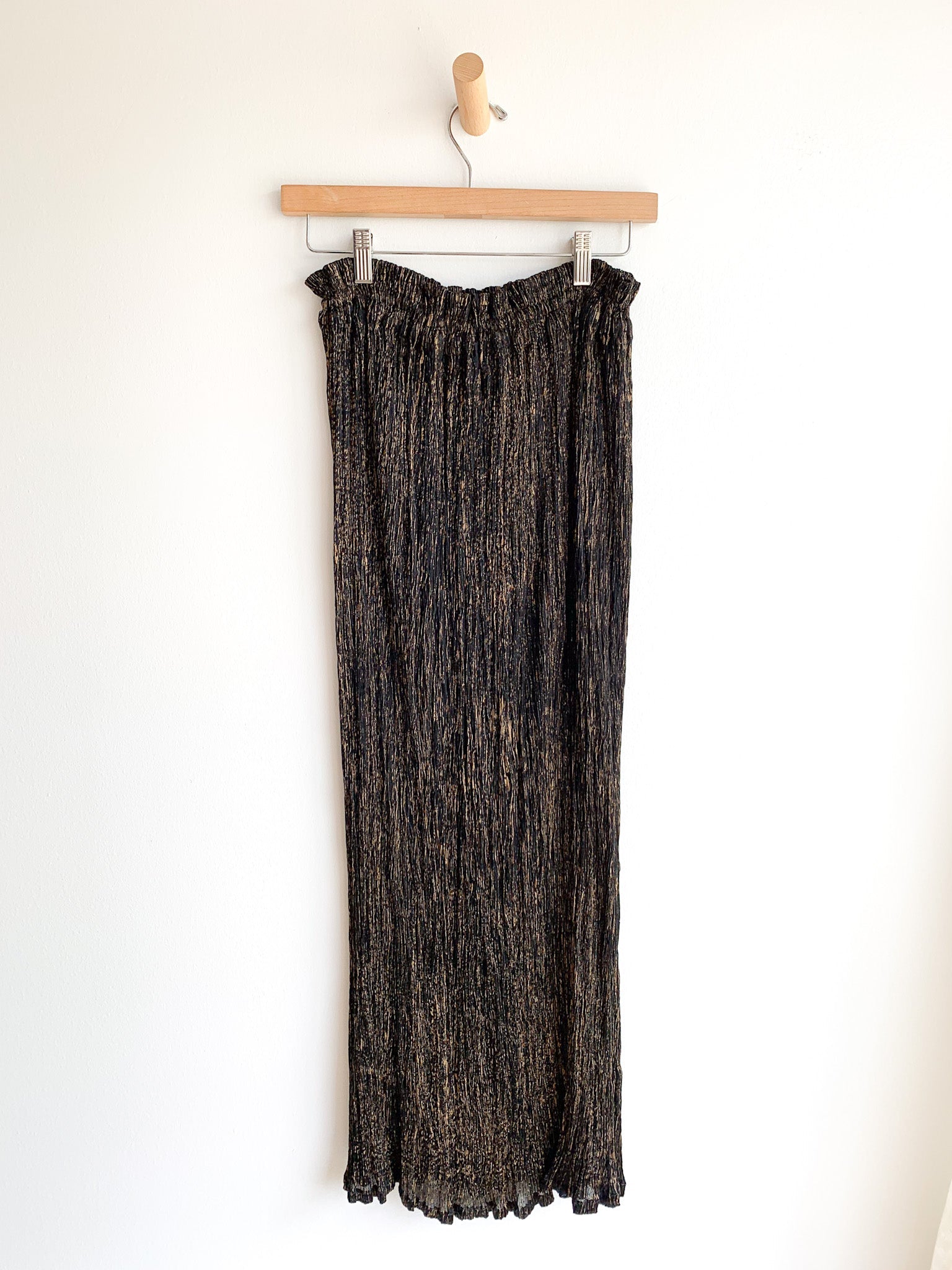 Gilded Crinkle Pleat Column Skirt