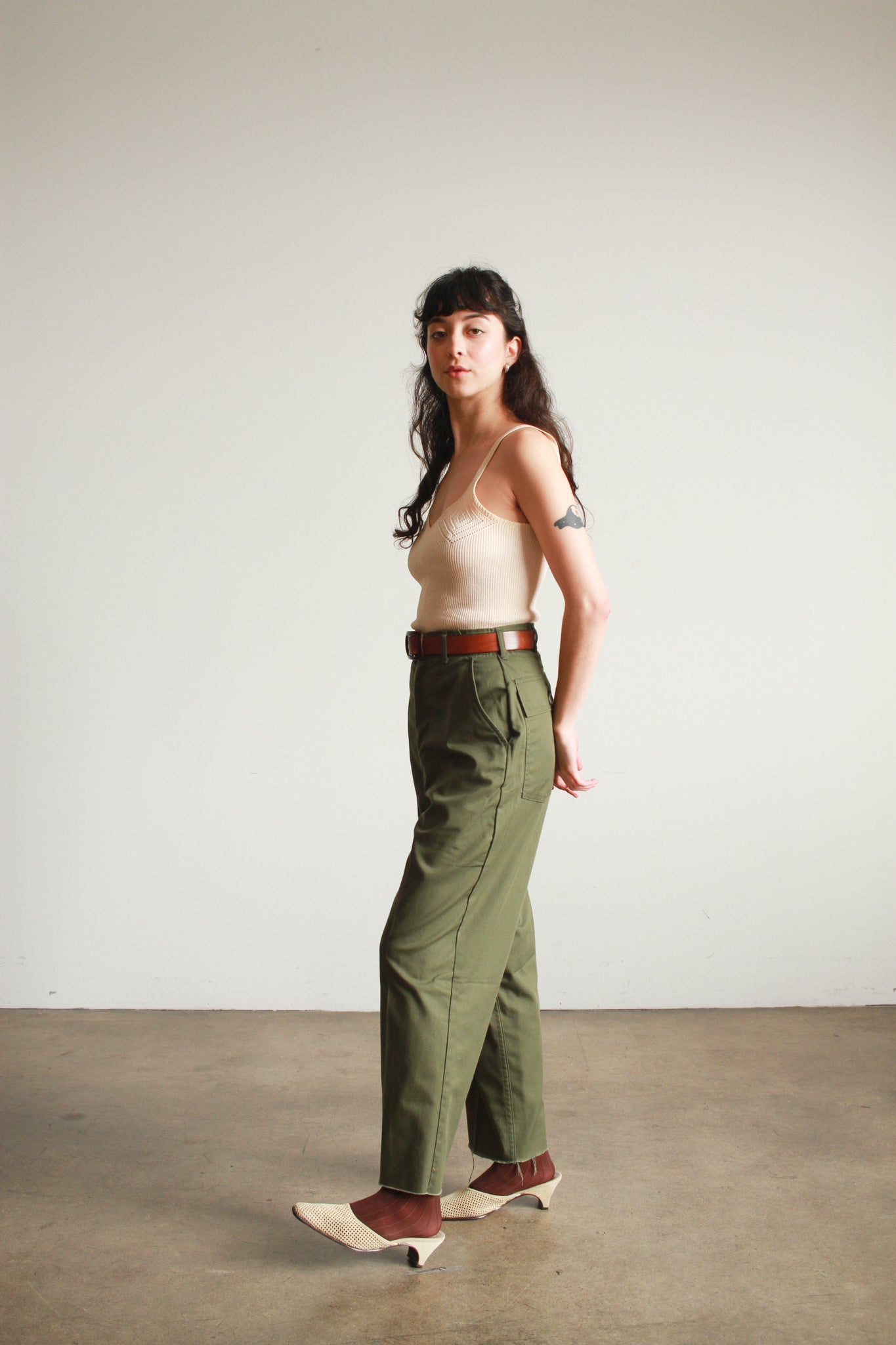 1970s Green Army Cotton Pants