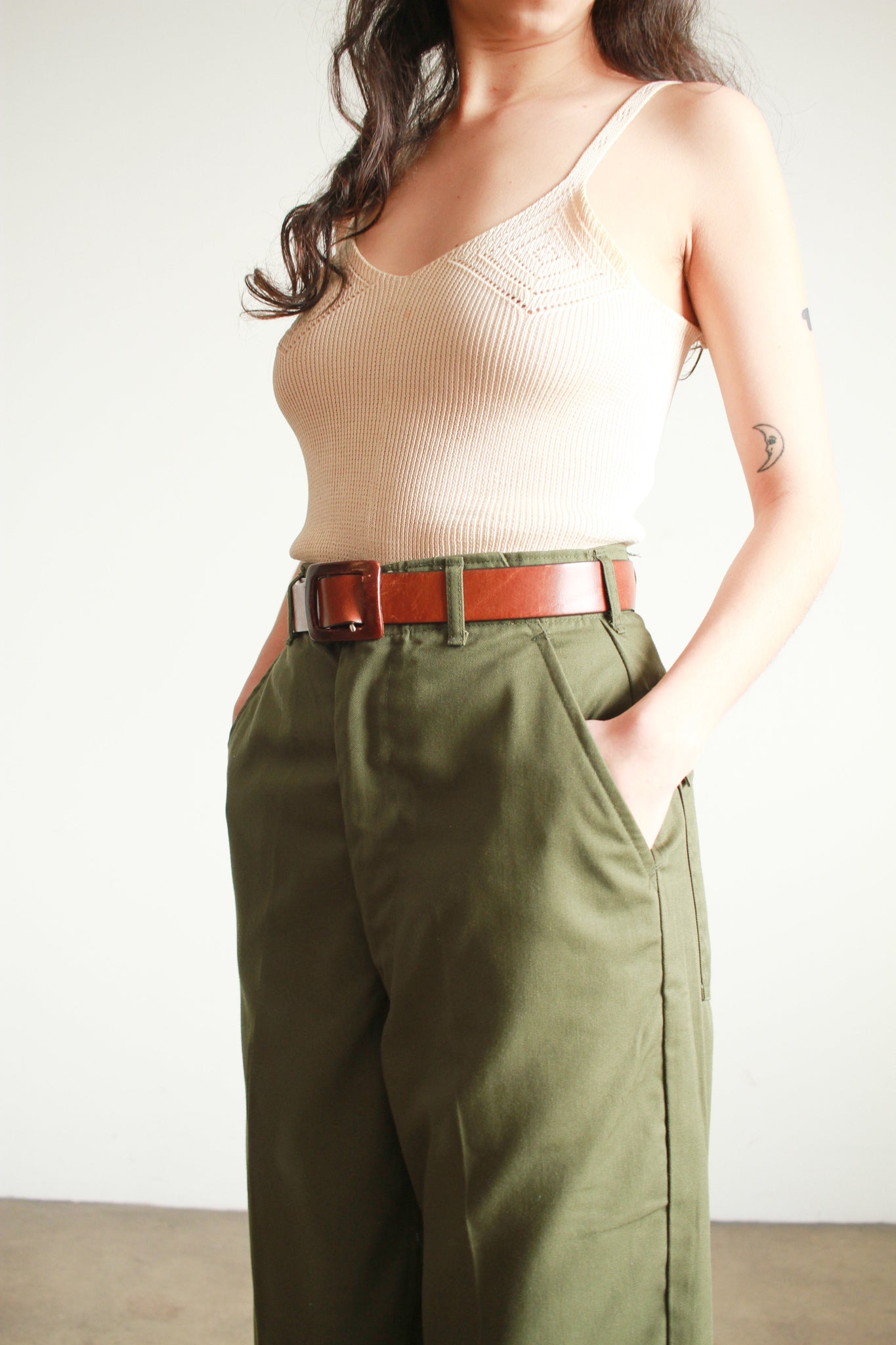 1970s Green Army Cotton Pants