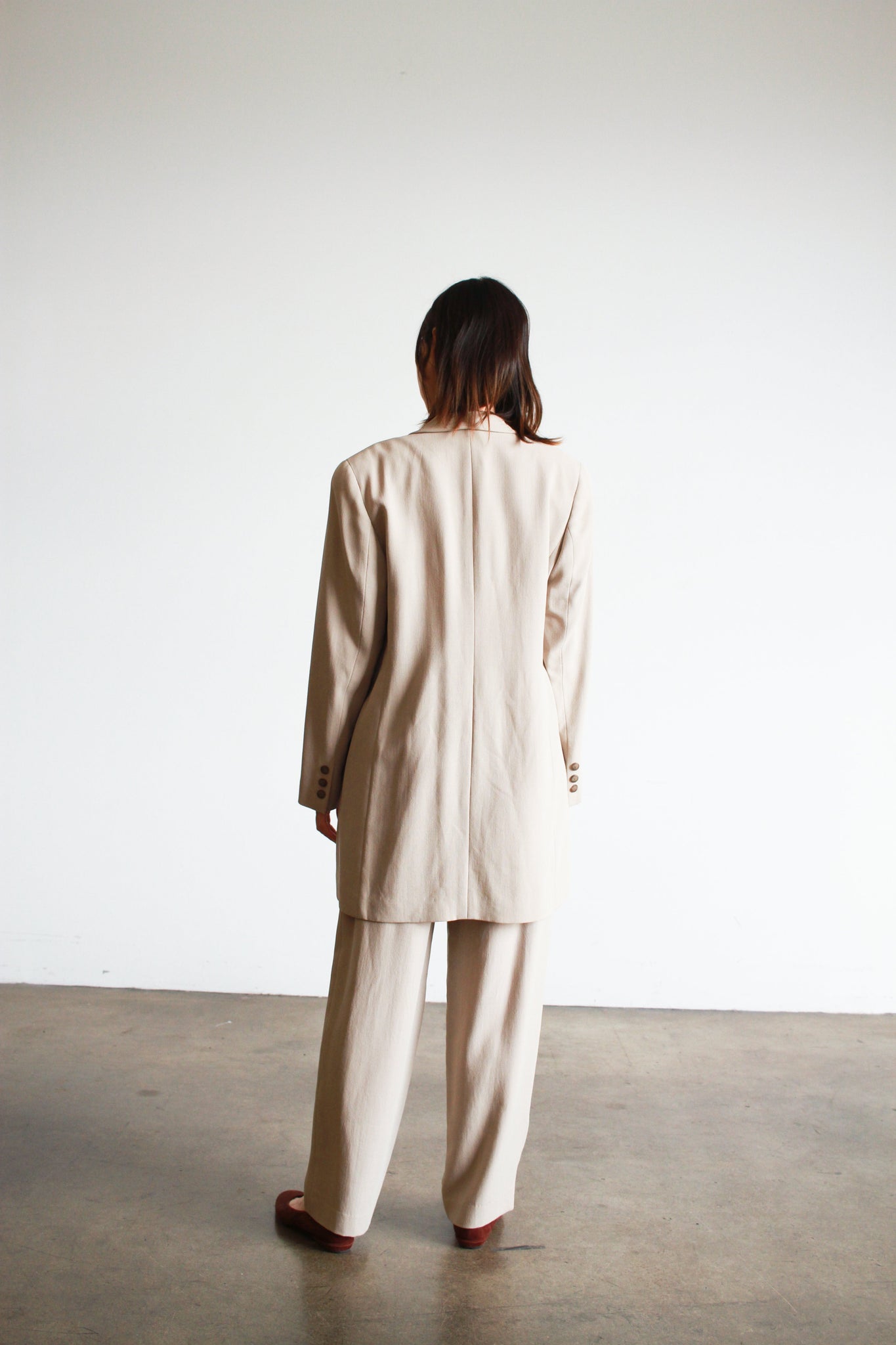 1980s Hiroko Koshino Wool Crepe Stone Suit