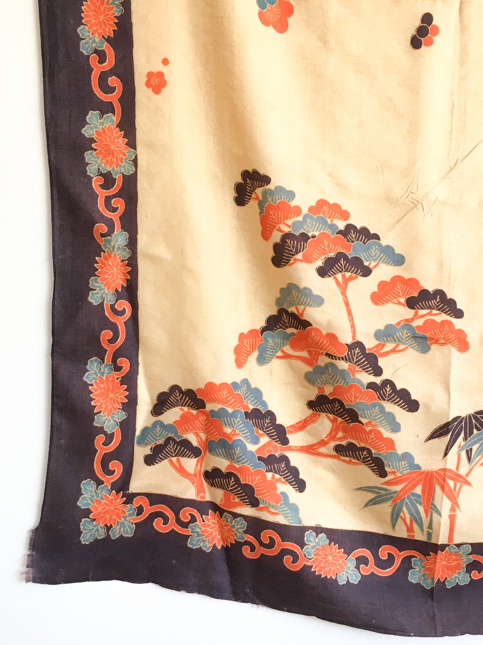 Pongee Silk Bamboo Floral Scarf