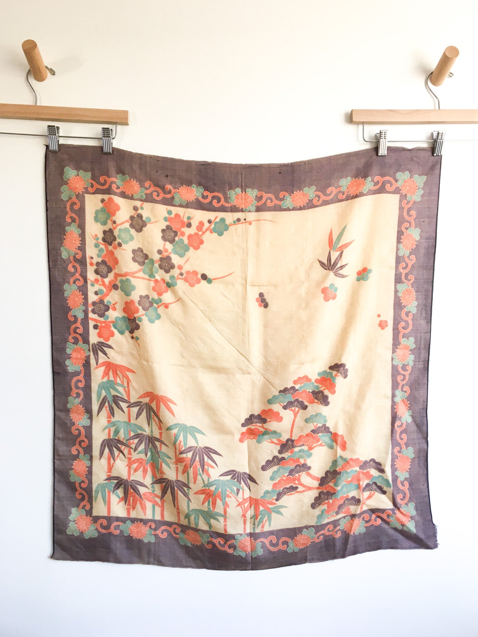 Pongee Silk Bamboo Floral Scarf