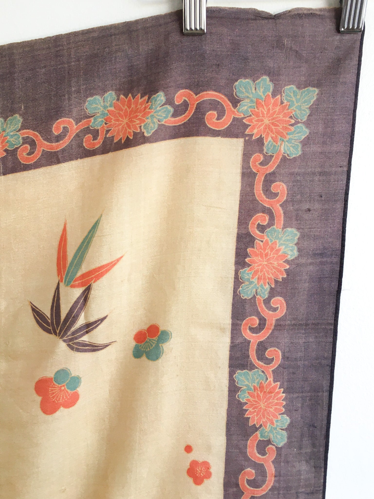 Pongee Silk Bamboo Floral Scarf