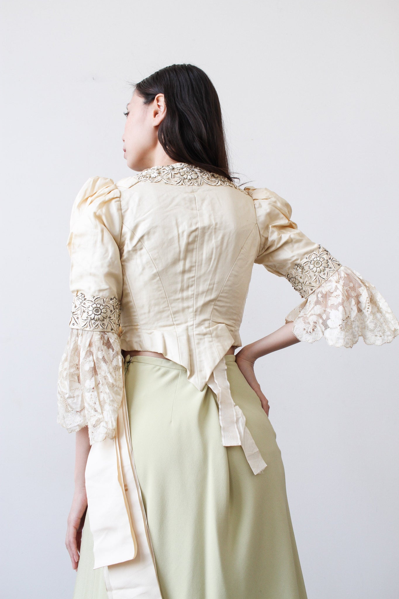 Victorian Cream Embroidered Corset Bodice