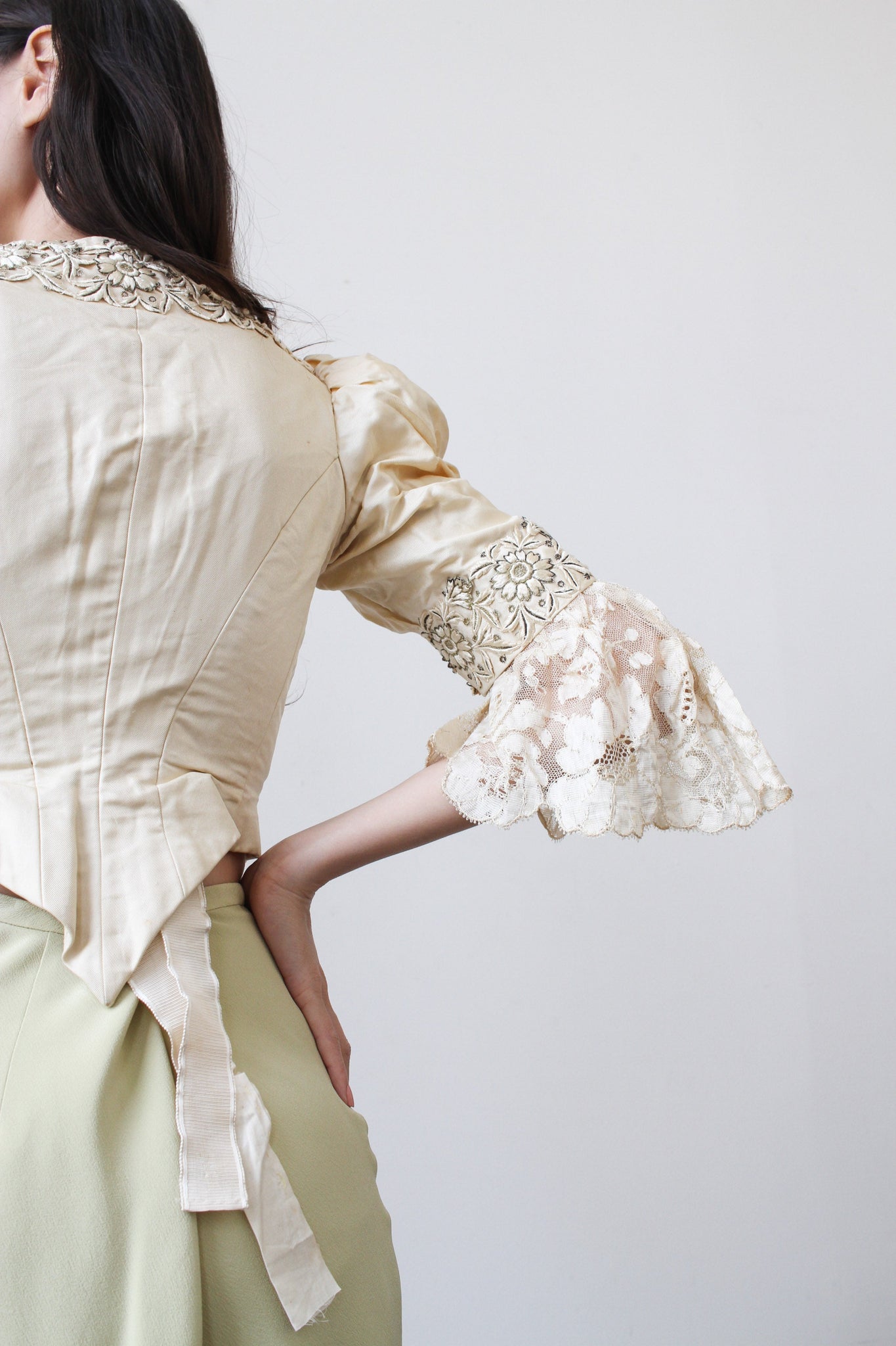 Victorian Cream Embroidered Corset Bodice