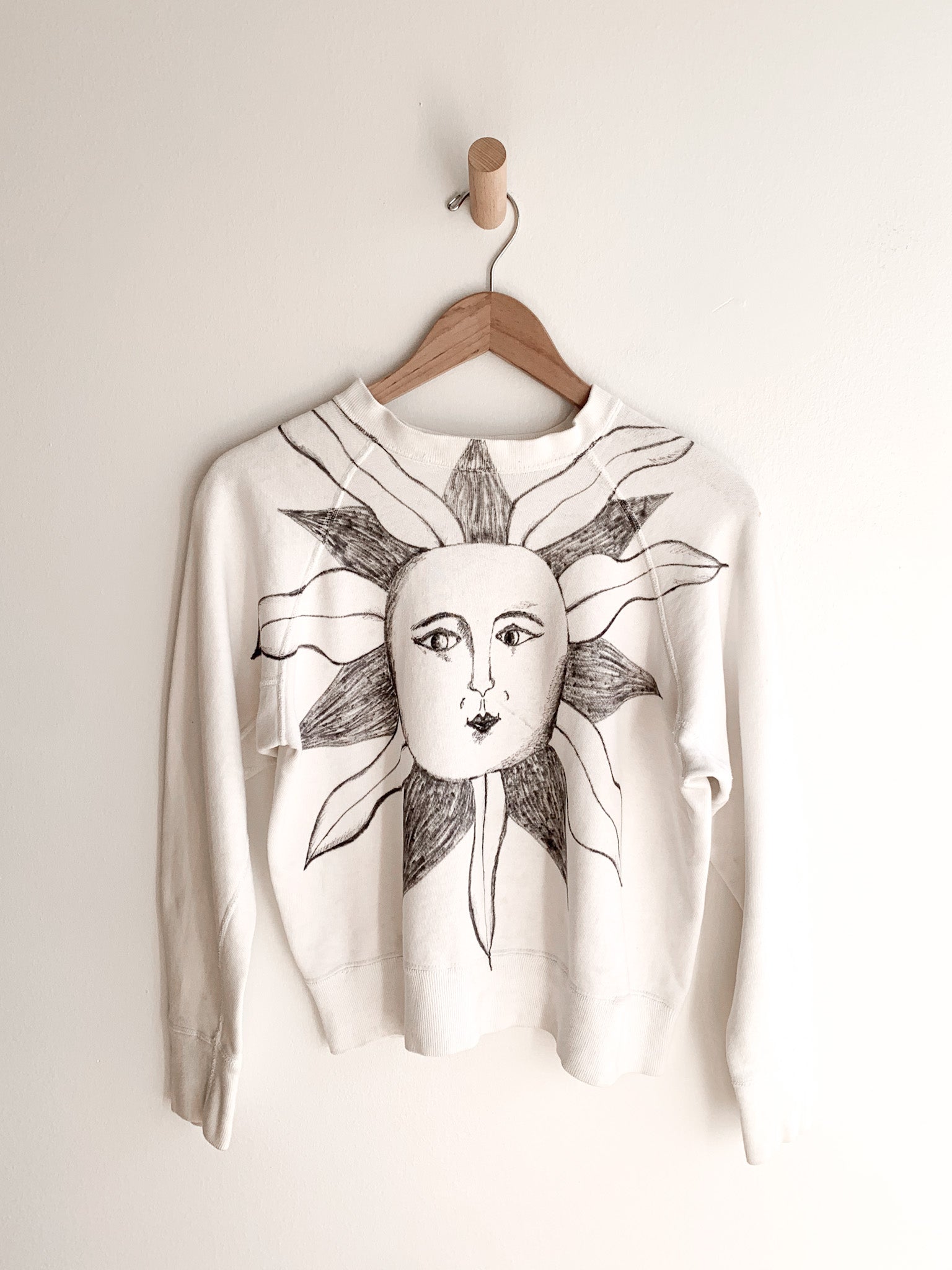 Hand Drawn Art on Vintage Sweatshirt