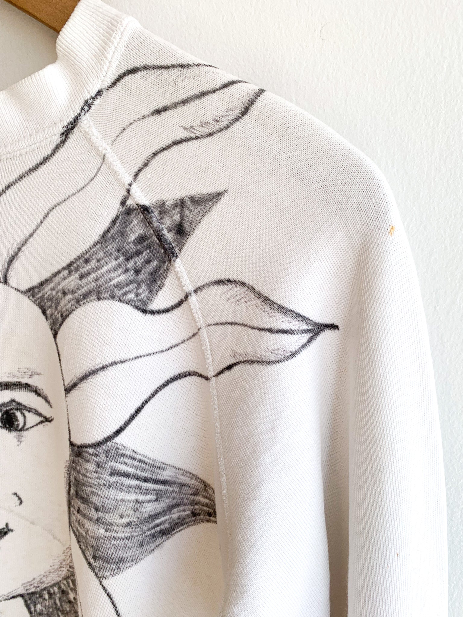 Hand Drawn Art on Vintage Sweatshirt