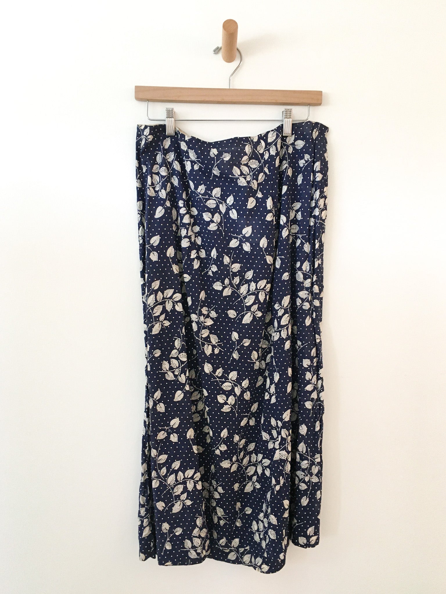 Antique Indigo Leaf Print Skirt