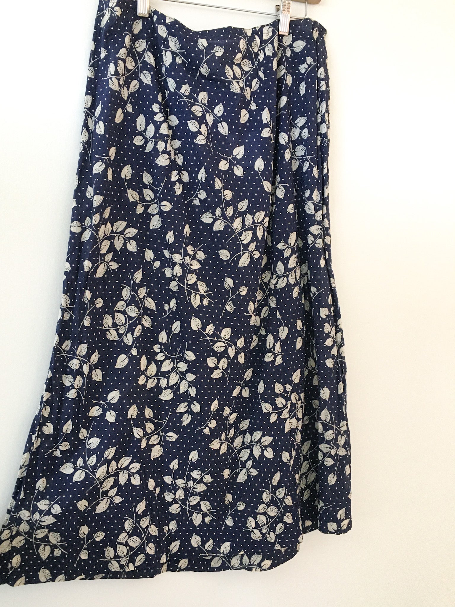 Antique Indigo Leaf Print Skirt