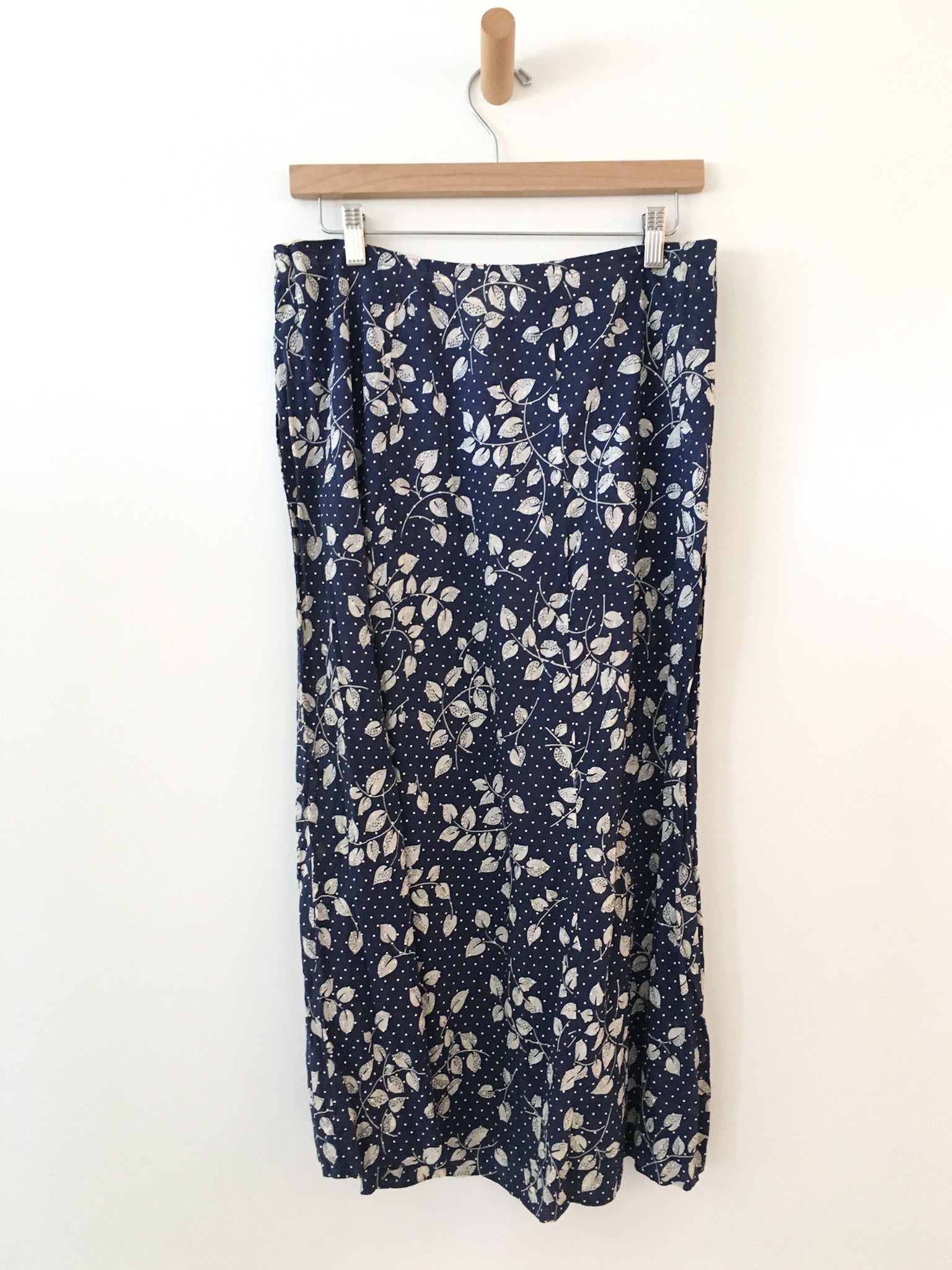 Antique Indigo Leaf Print Skirt