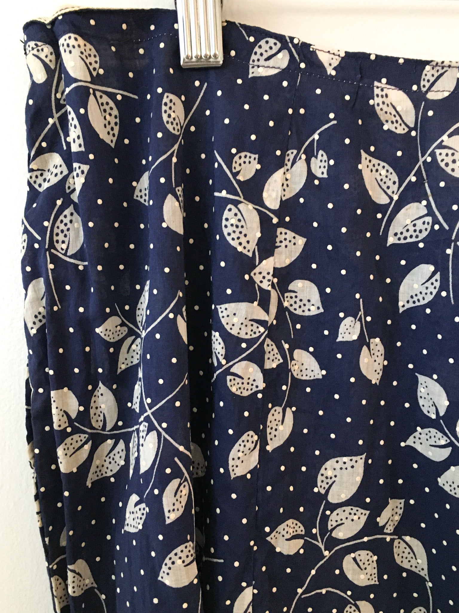 Antique Indigo Leaf Print Skirt