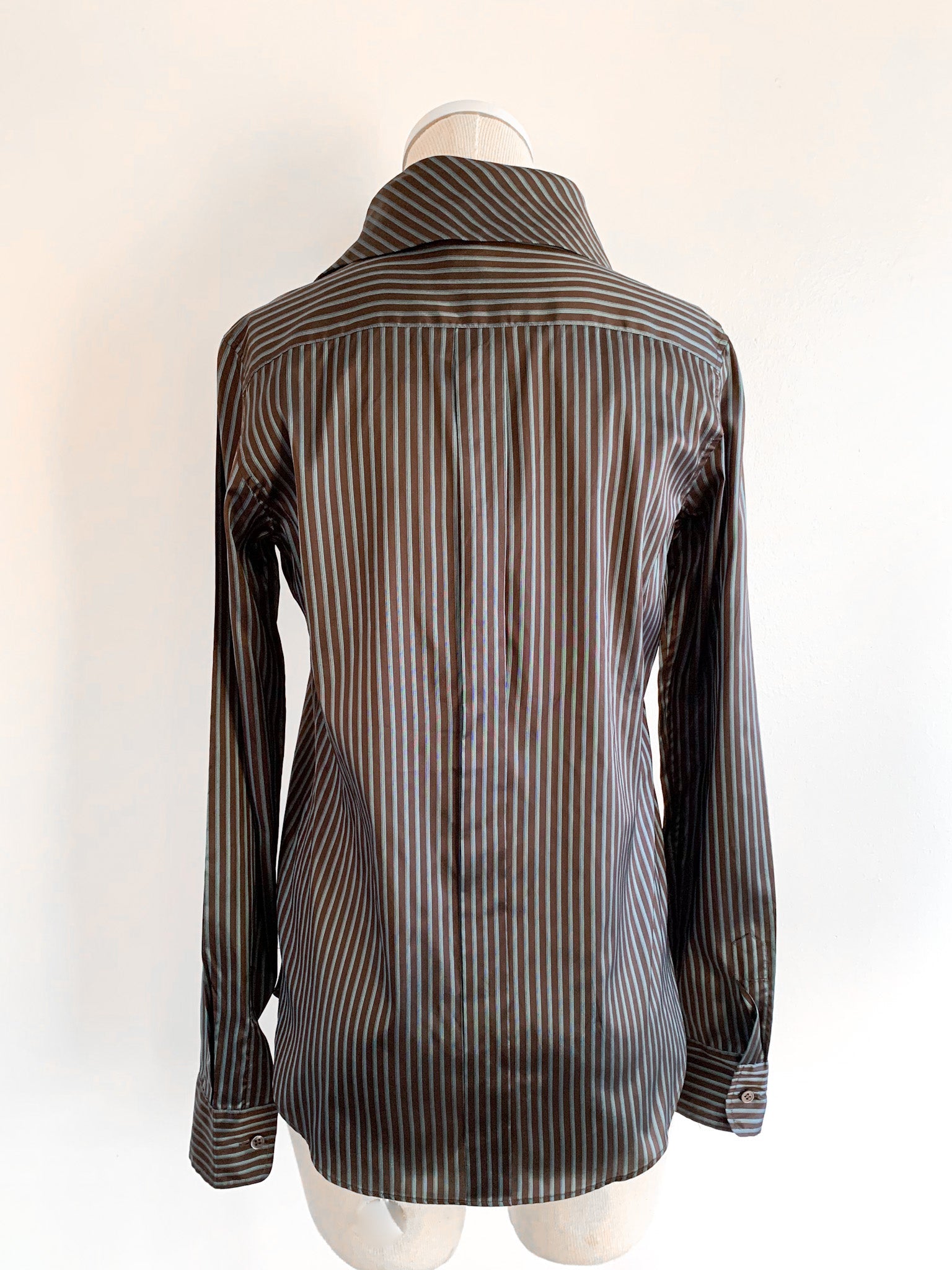 Romeo Gigli High Collar Striped Blouse