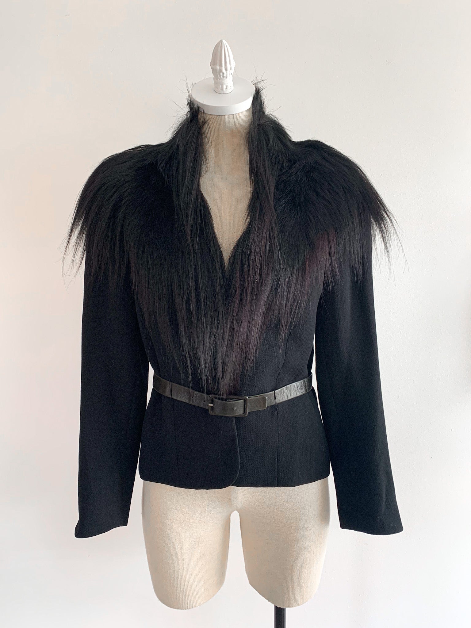 Guy Laroche Goat Hair Collar Jacket