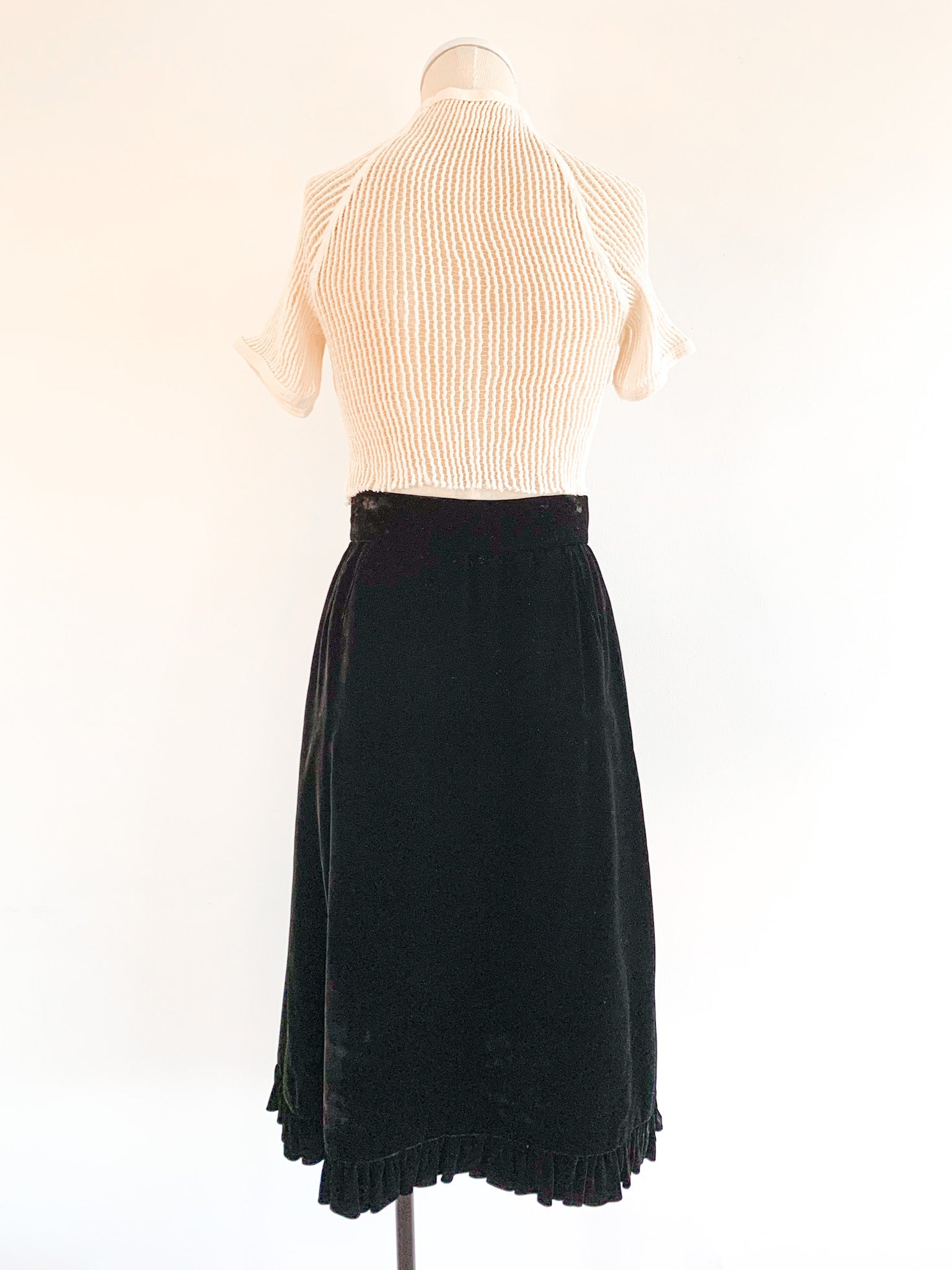 Velvet Ruffle Trim Skirt