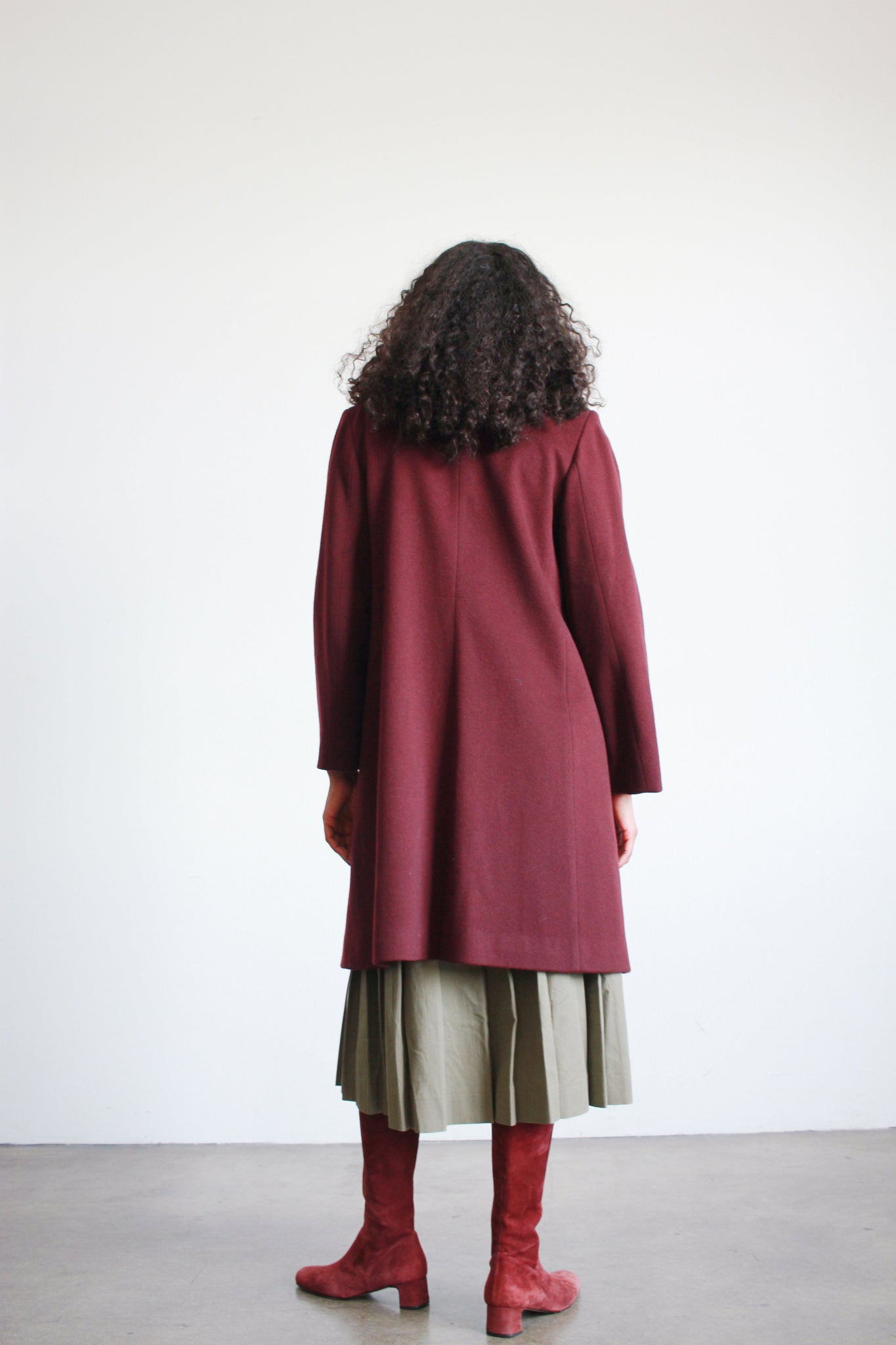 2000s Fluerette Berry Wool Swing Coat