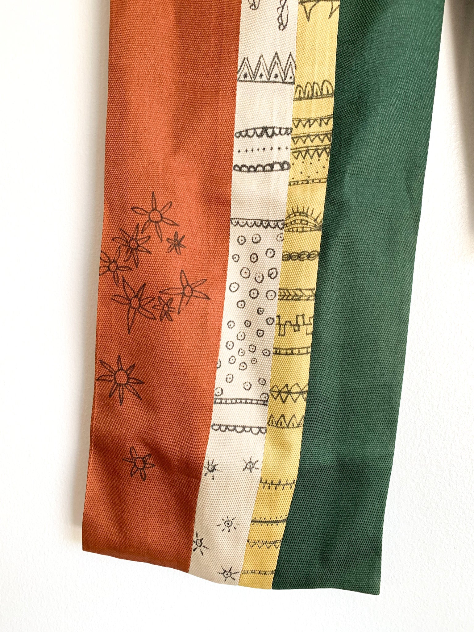 Artist Embellished 1940’s Silk Scarf