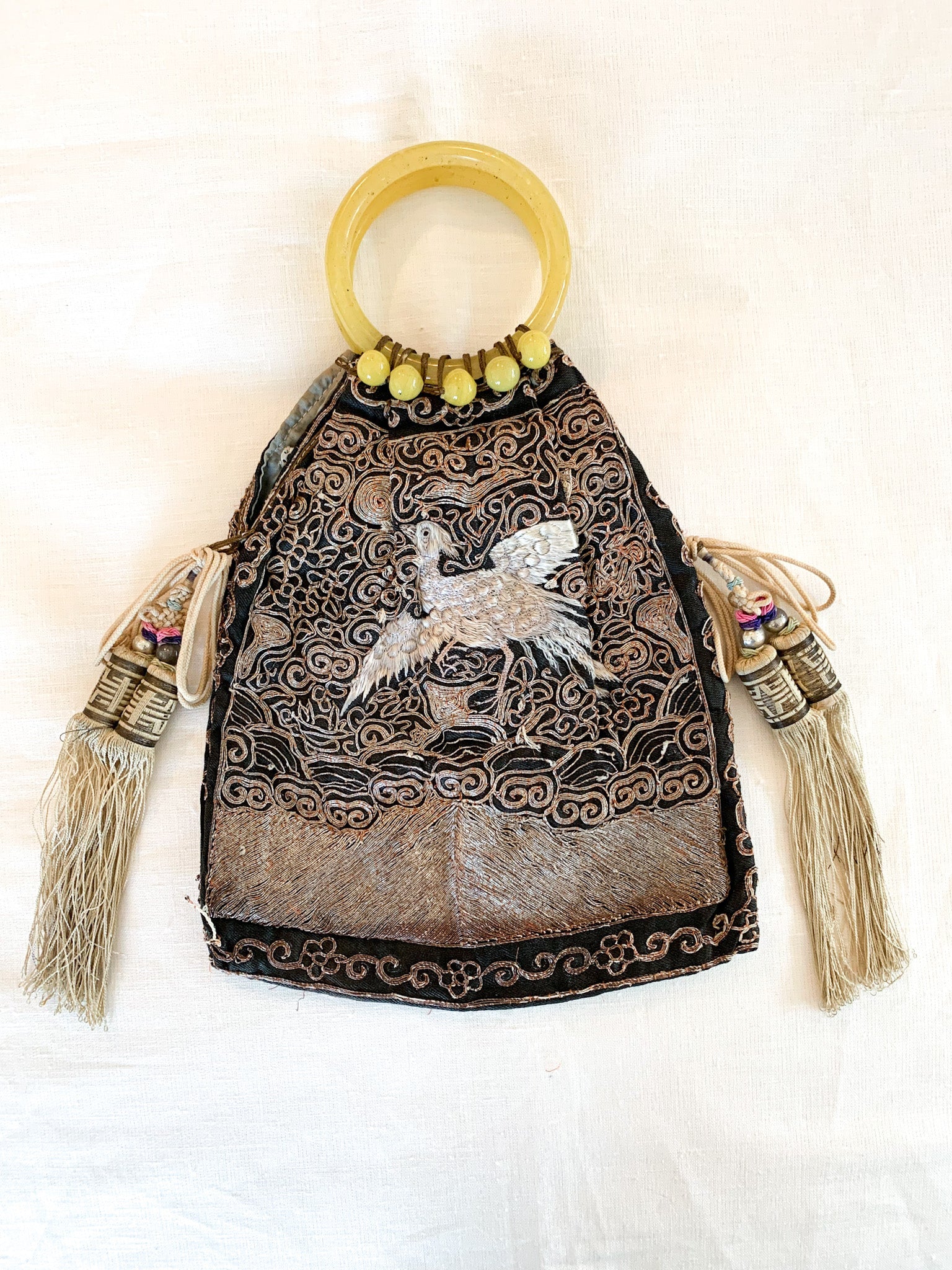 Chinese Embroidered Crane Purse