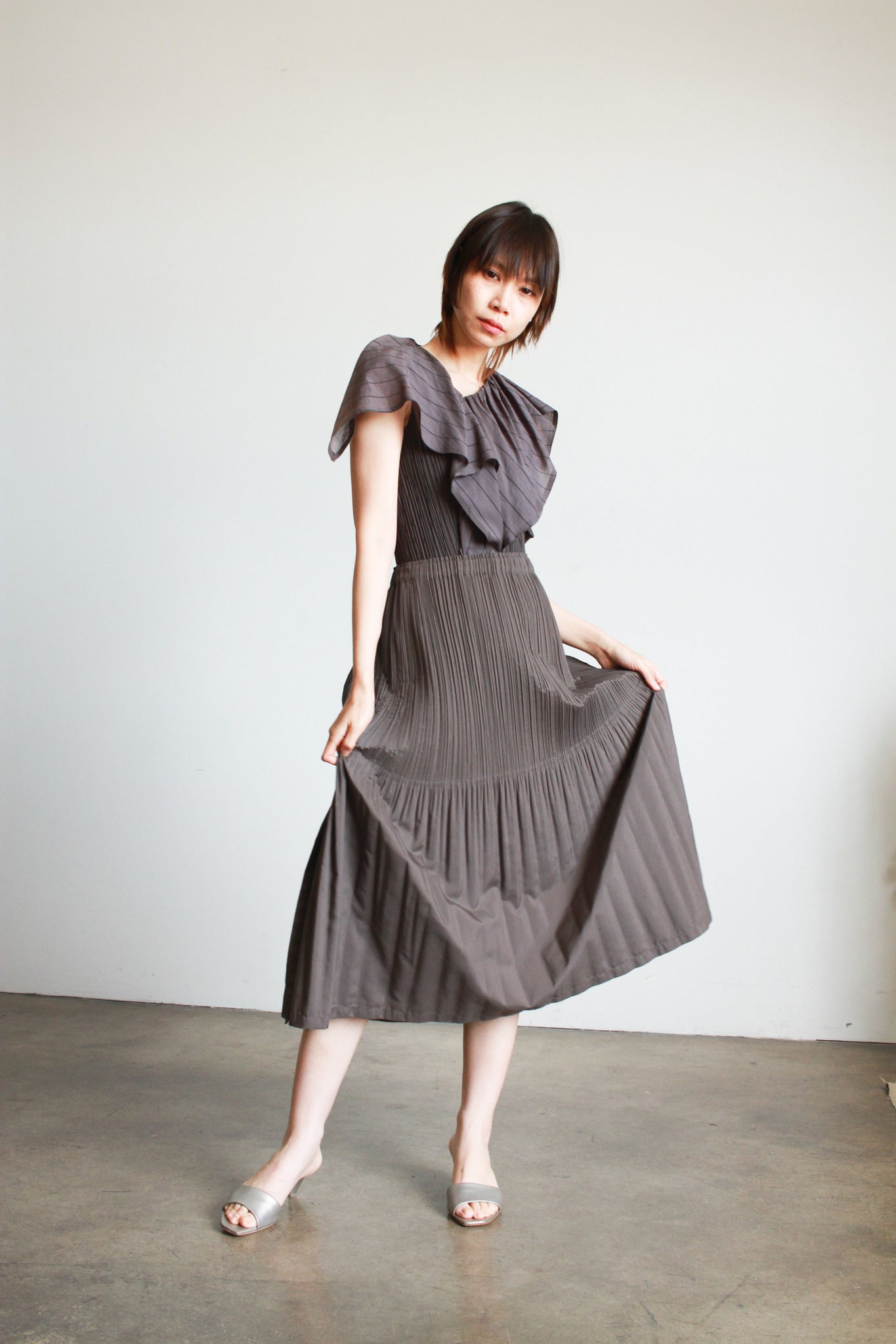 1990s Issey Miyake Fete Grey Pleated Set