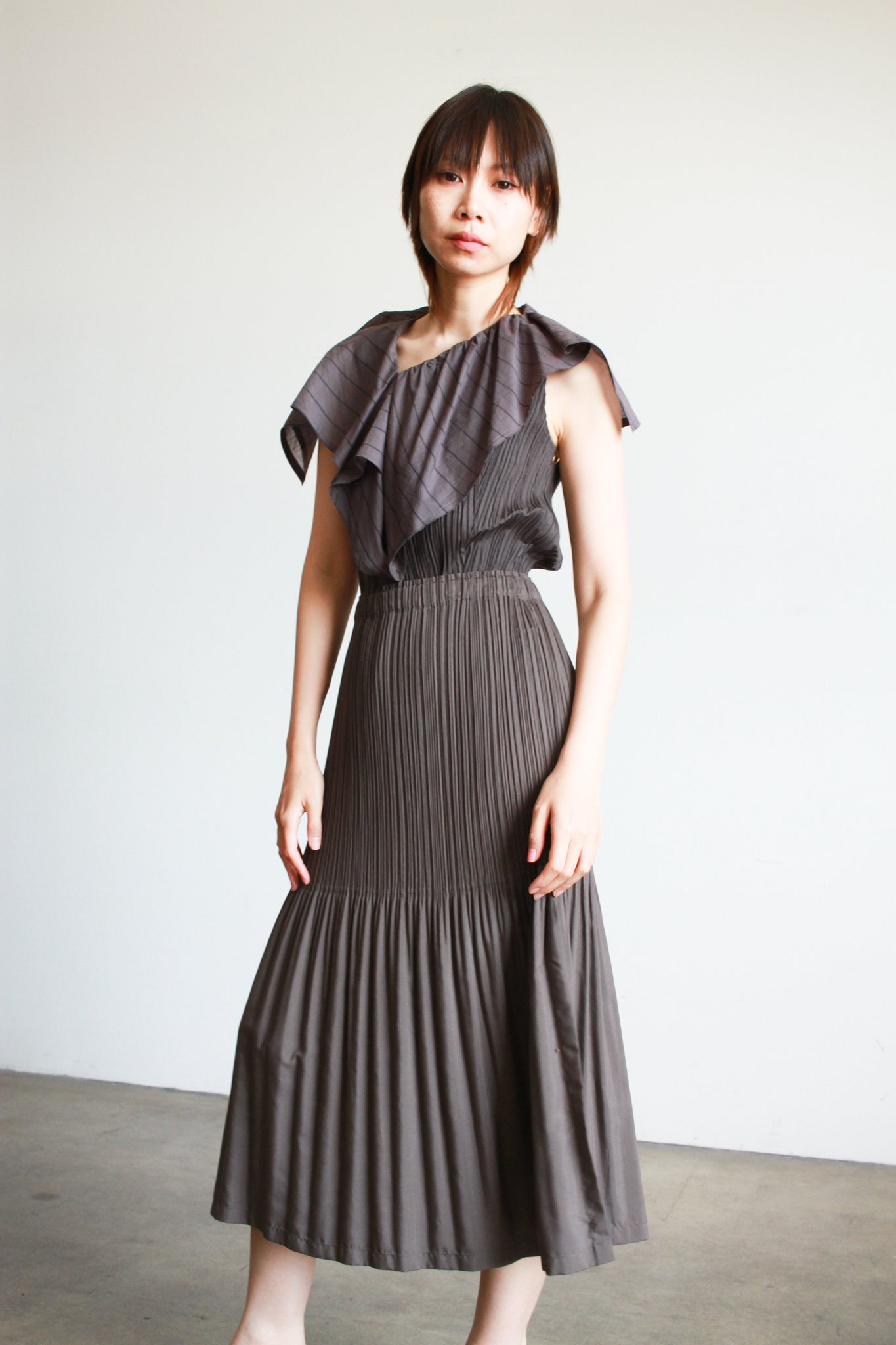 1990s Issey Miyake Fete Grey Pleated Set