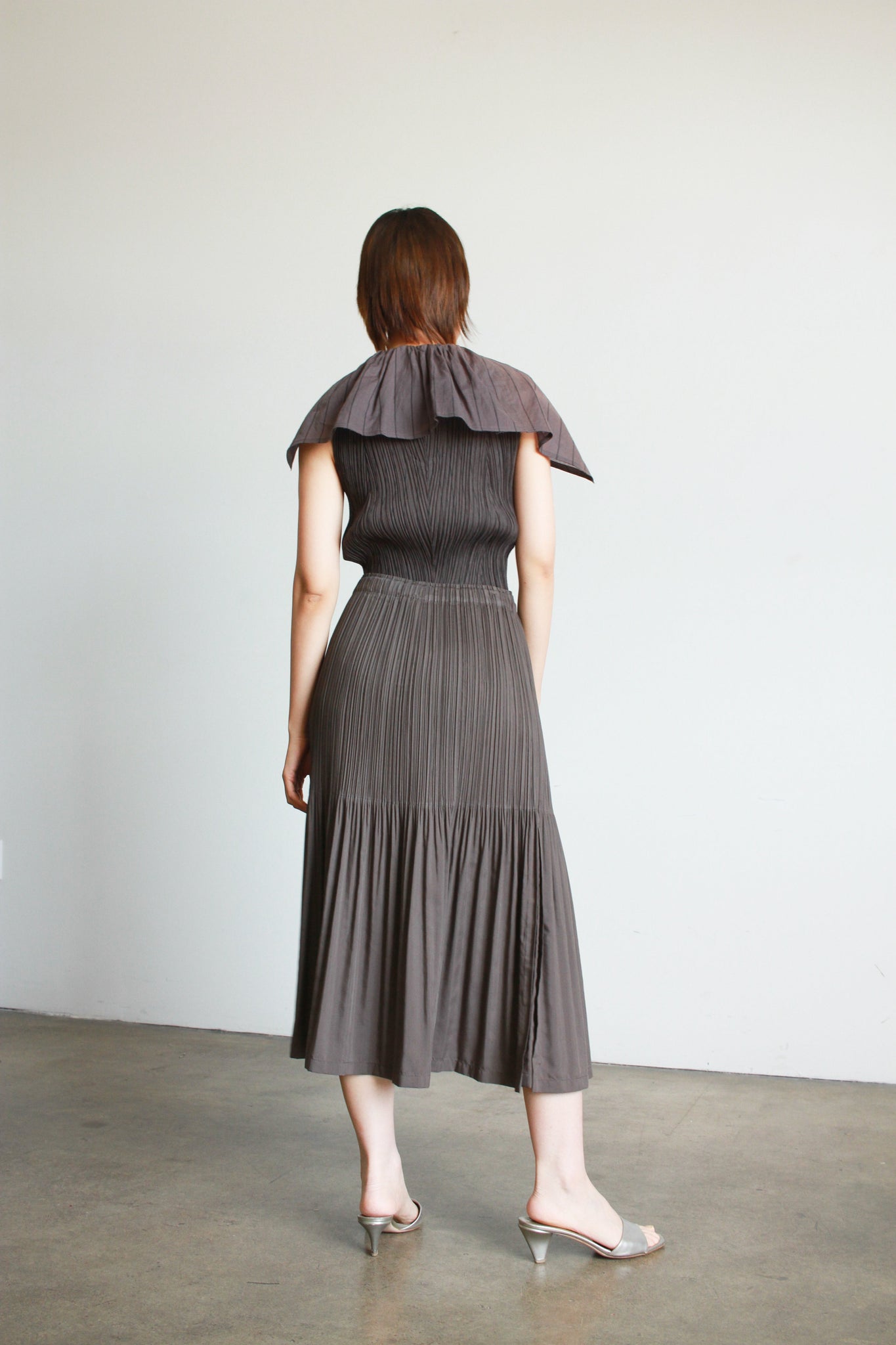 1990s Issey Miyake Fete Grey Pleated Set