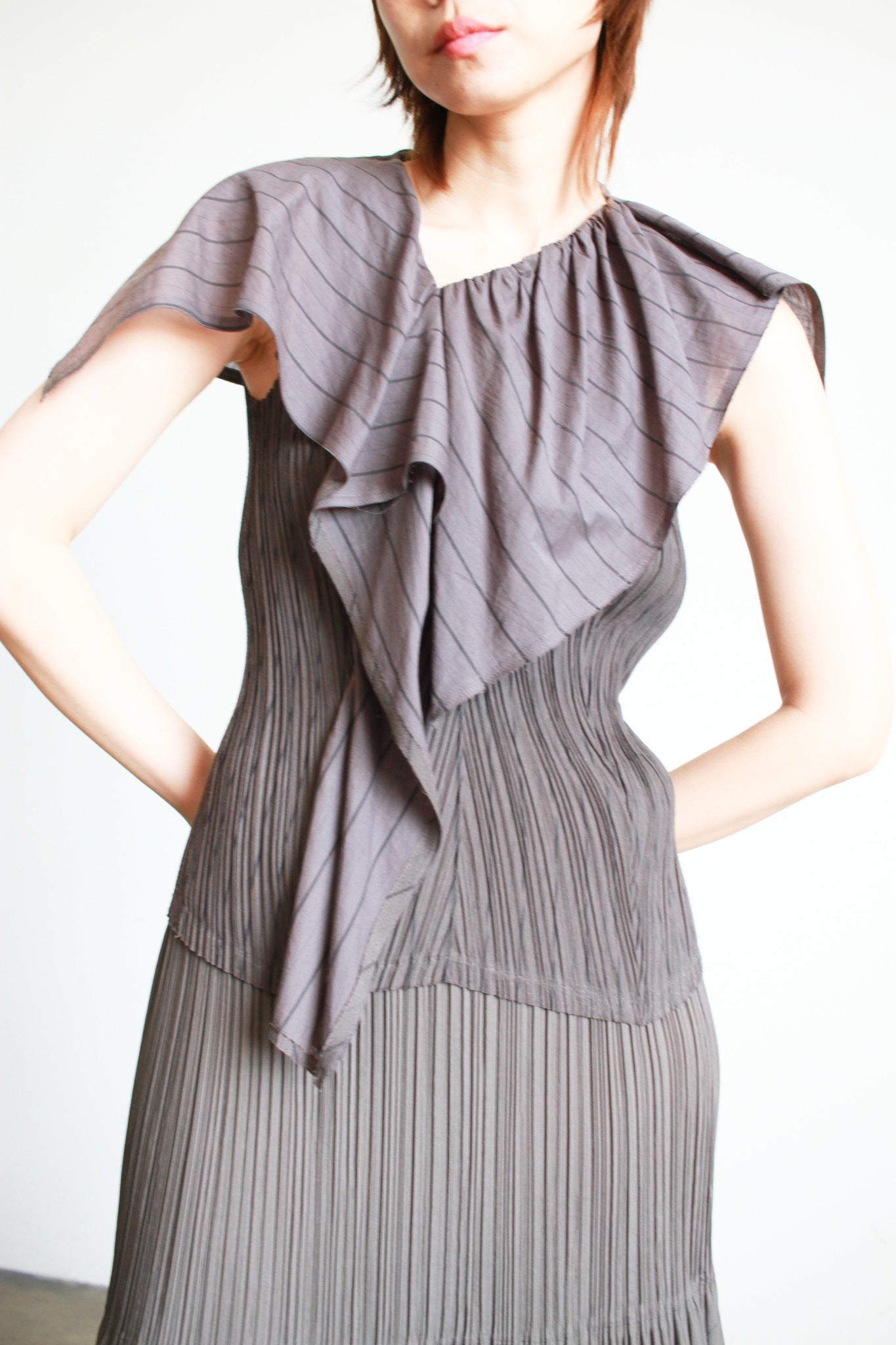 1990s Issey Miyake Fete Grey Pleated Set