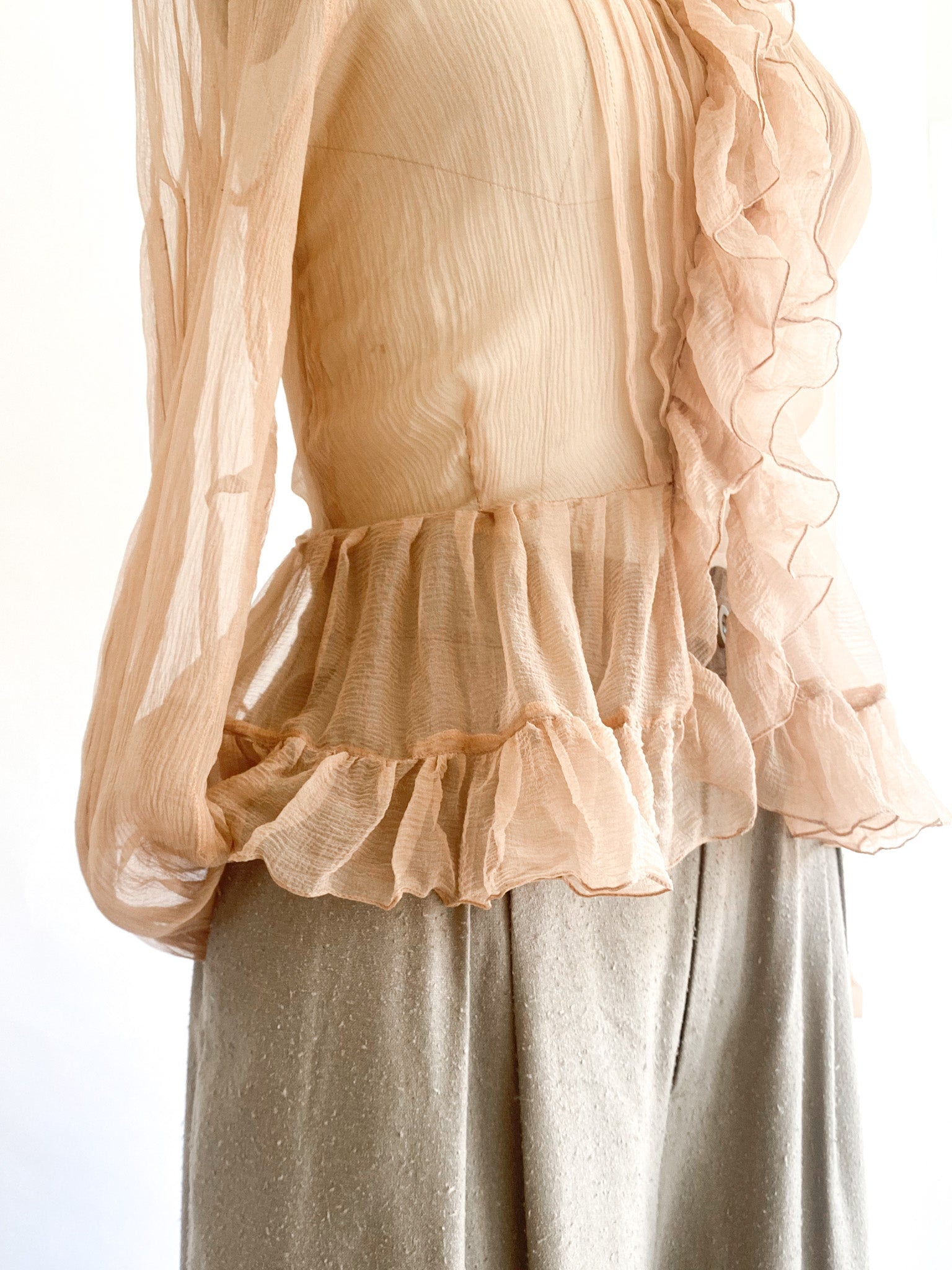 Emmanuelle Khanh Silk Ruffle Blouse