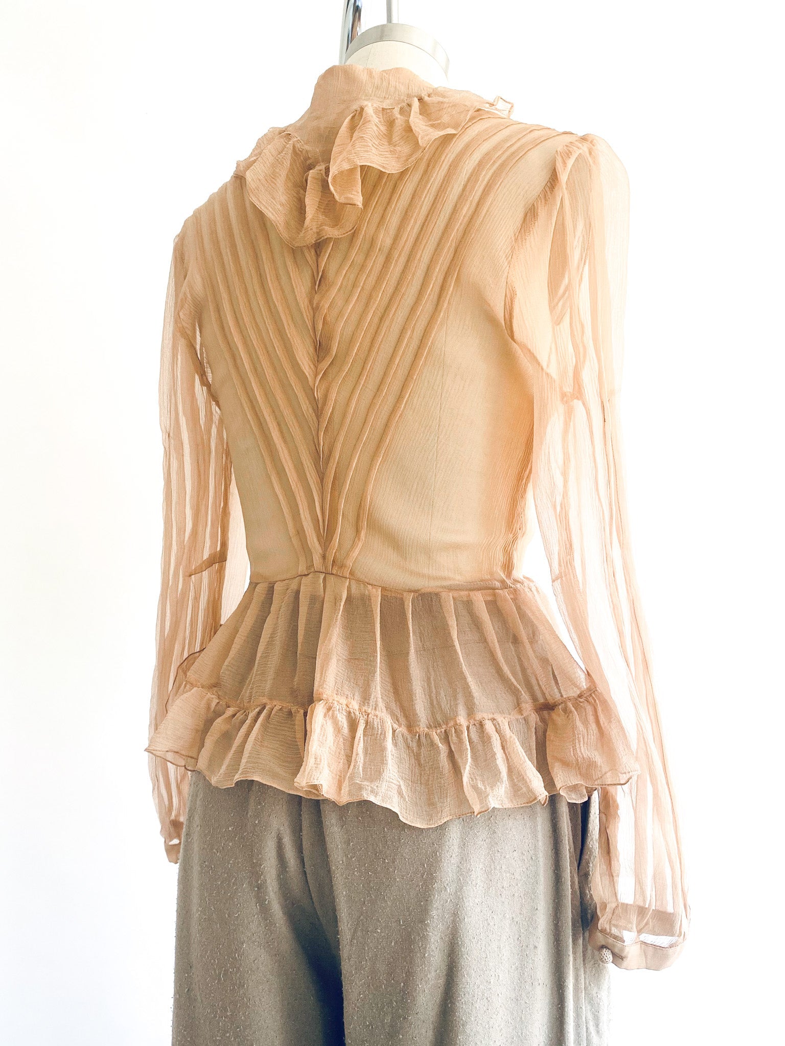 Emmanuelle Khanh Silk Ruffle Blouse