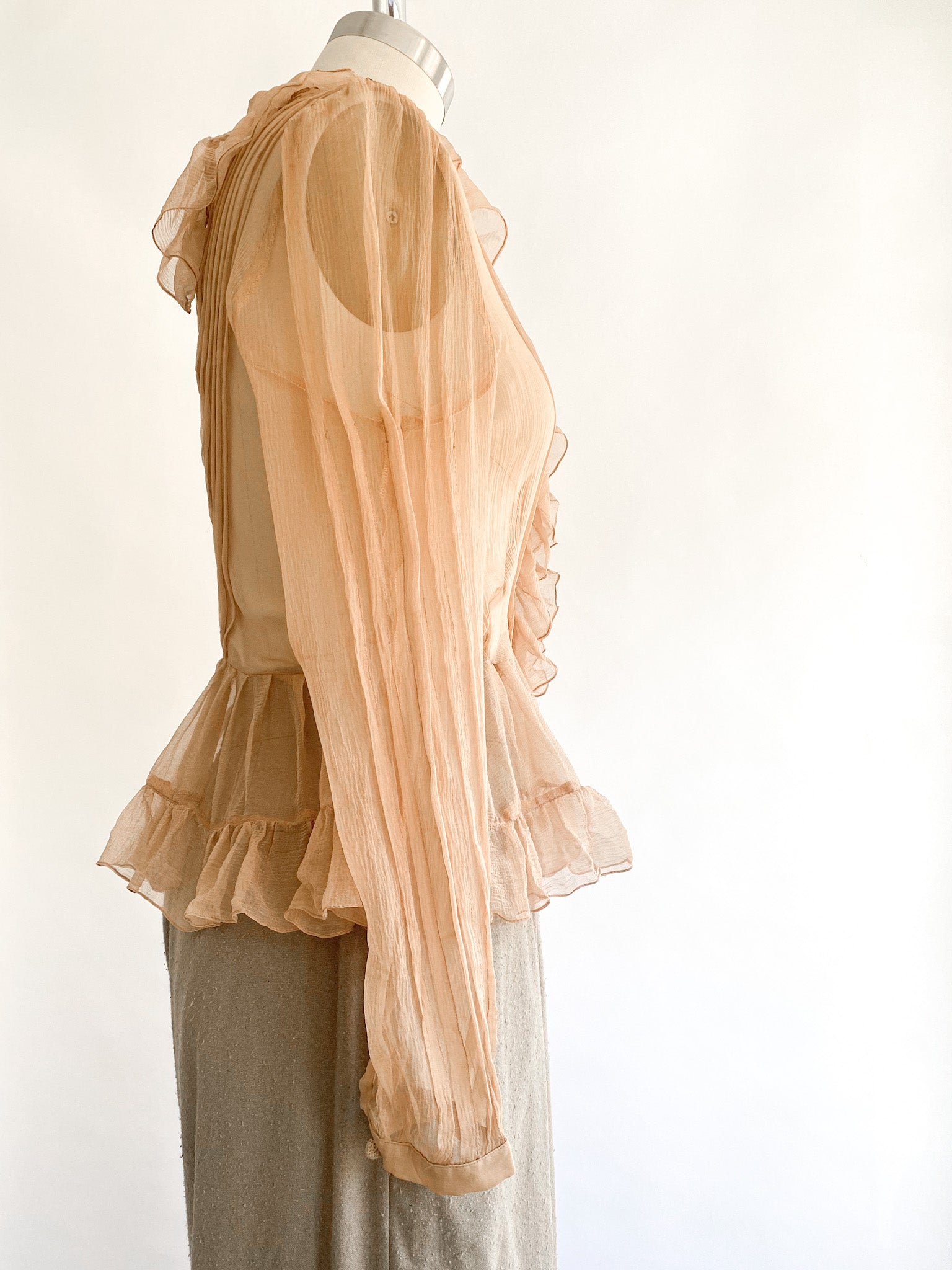 Emmanuelle Khanh Silk Ruffle Blouse